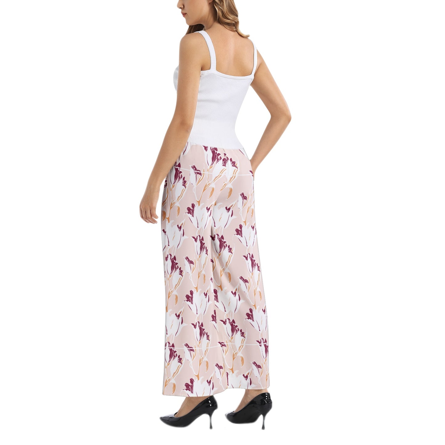 Elastic Waist Wide Leg Pant