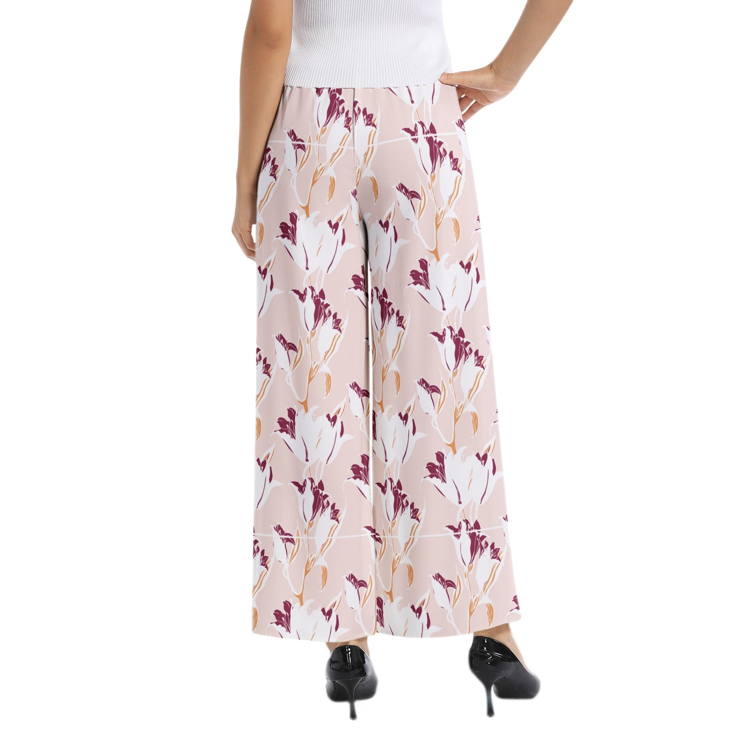 Elastic Waist Wide Leg Pant