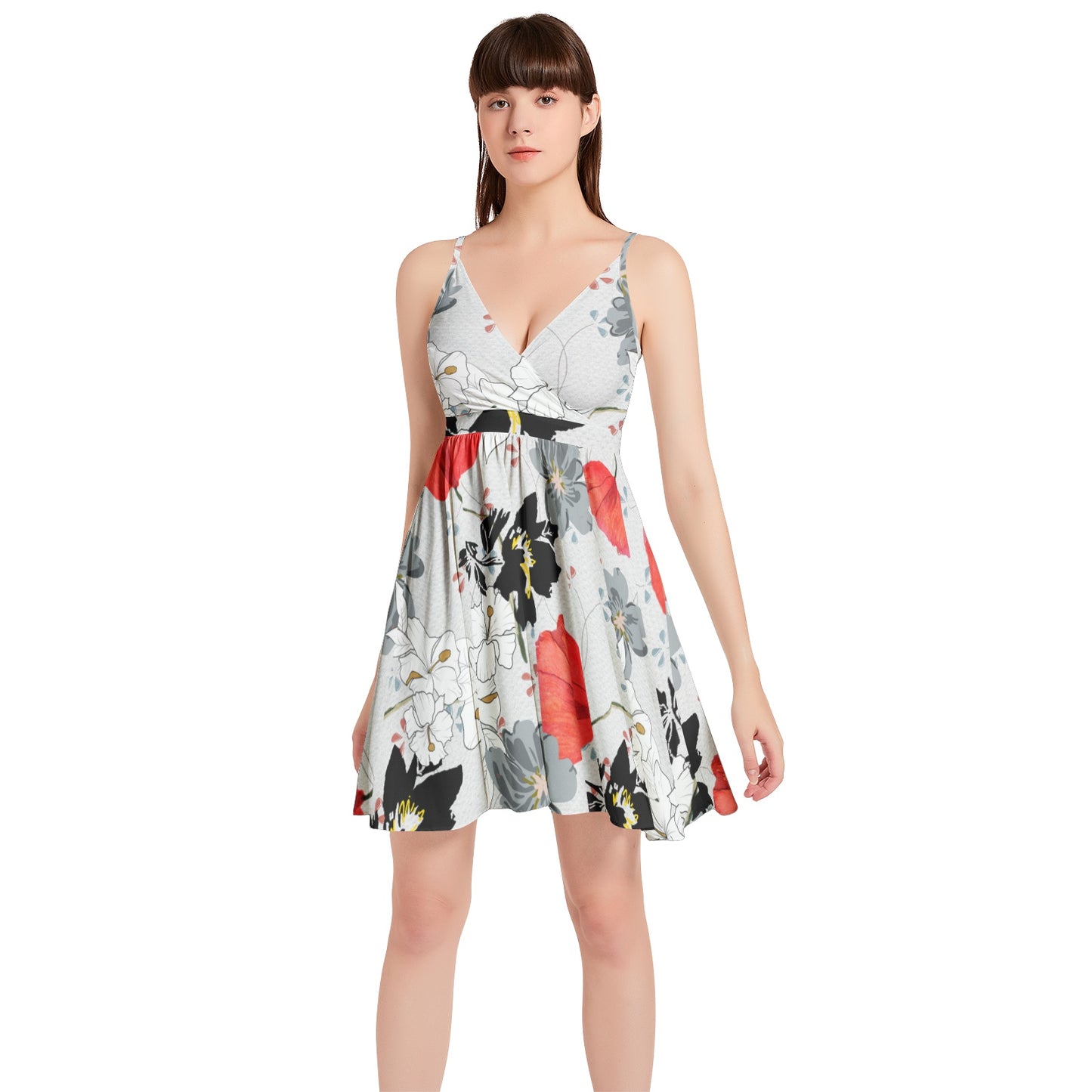 Spaghetti Strap Sleeveless Falred Hem Short Dress