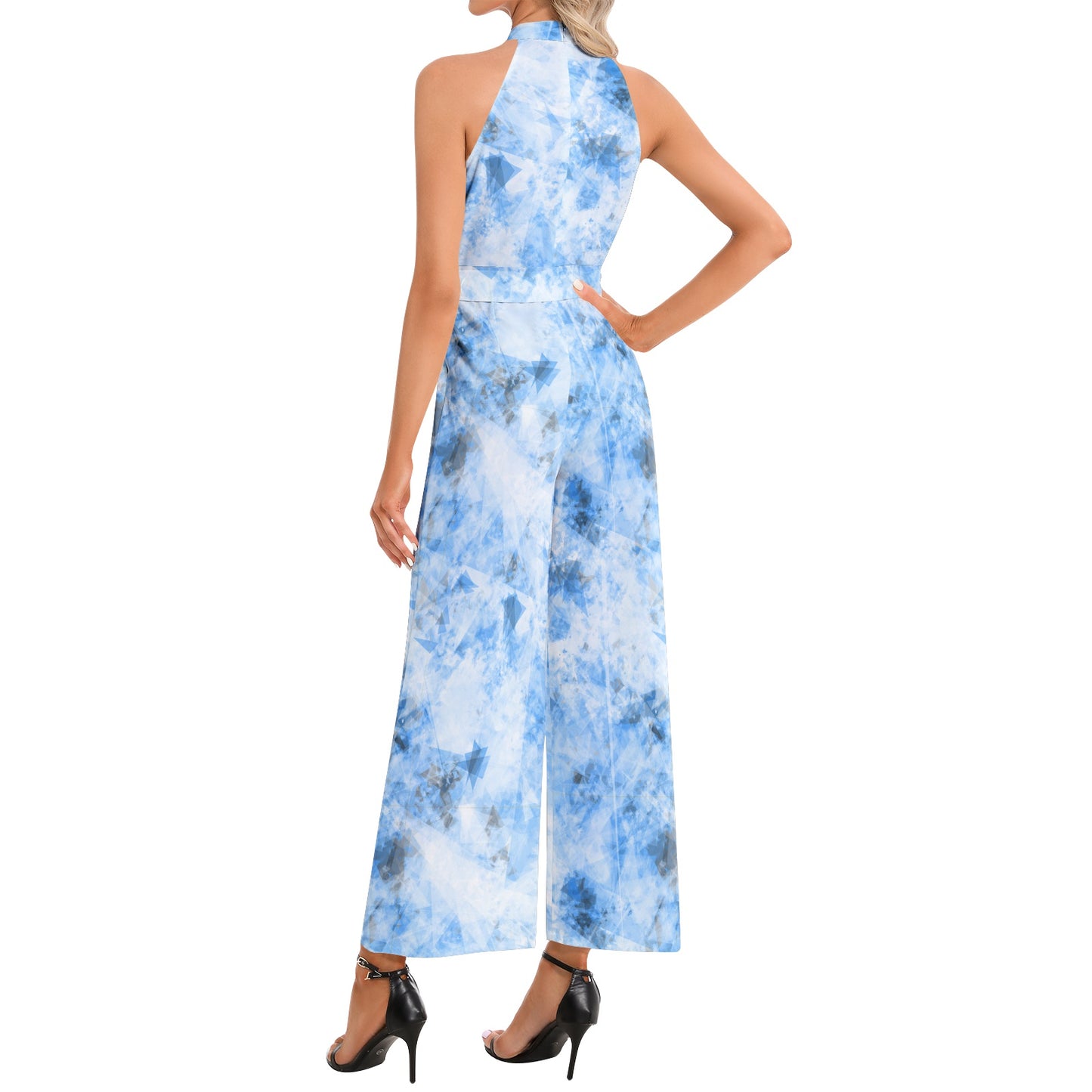 Halter Neck Buckle Belted Jumpsuit