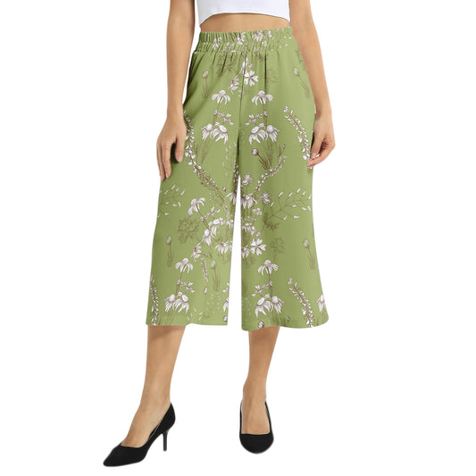 Elastic Waist Capris Wide Leg Pant