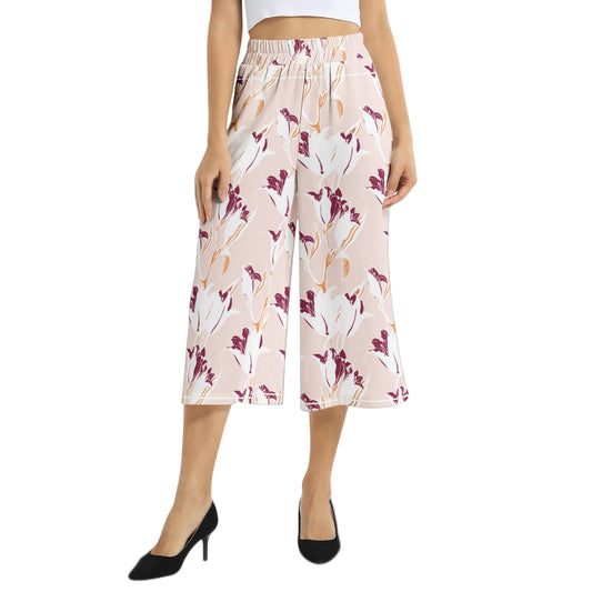 Elastic Waist Capris Wide Leg Pant