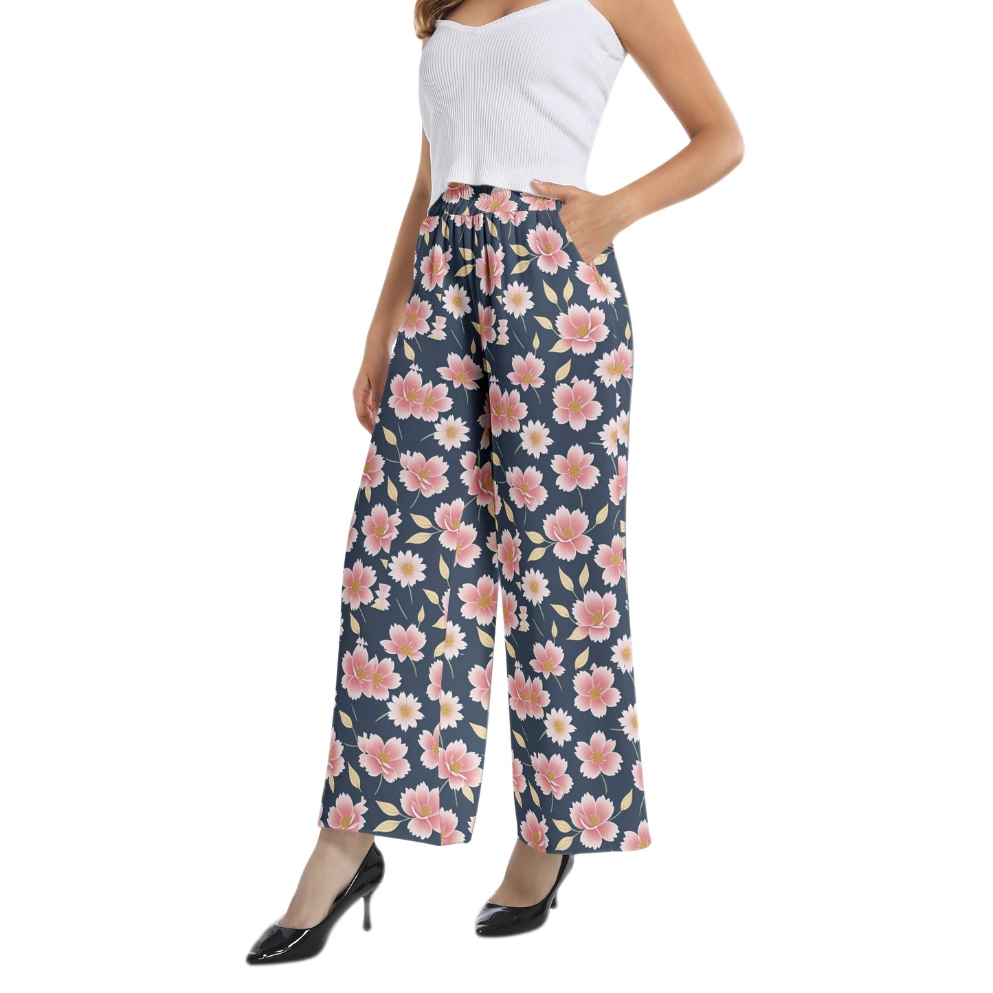 Elastic Waist Wide Leg Pant