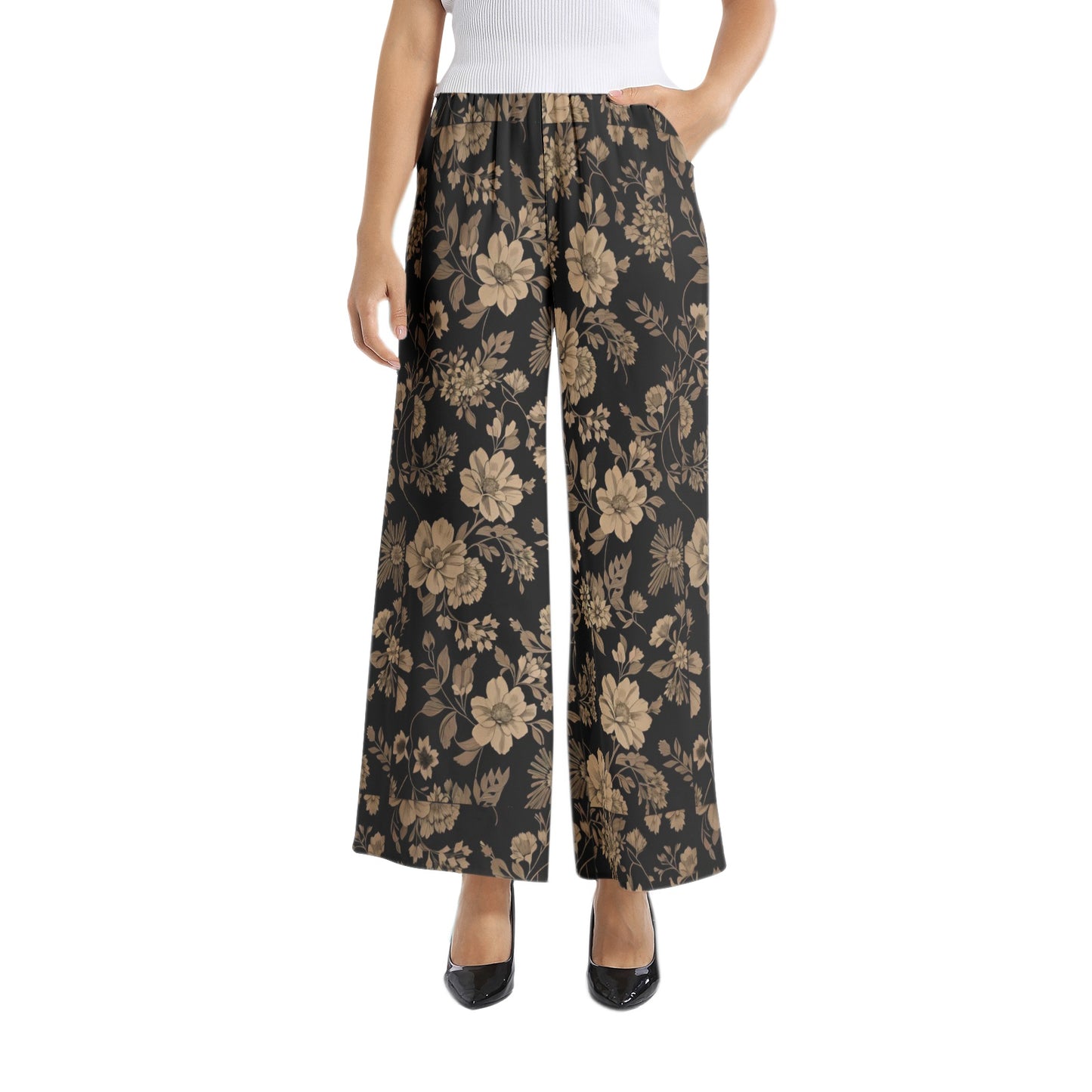 Elastic Waist Wide Leg Pant