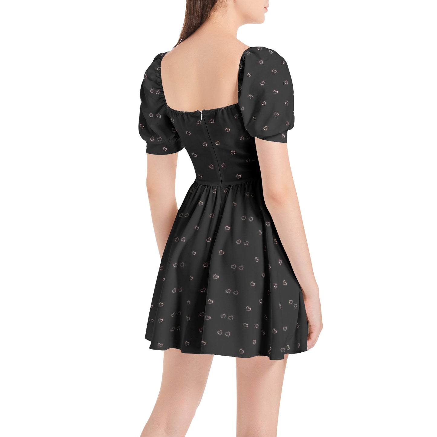 Puff Sleeve Sweetheart Neck Short Dress