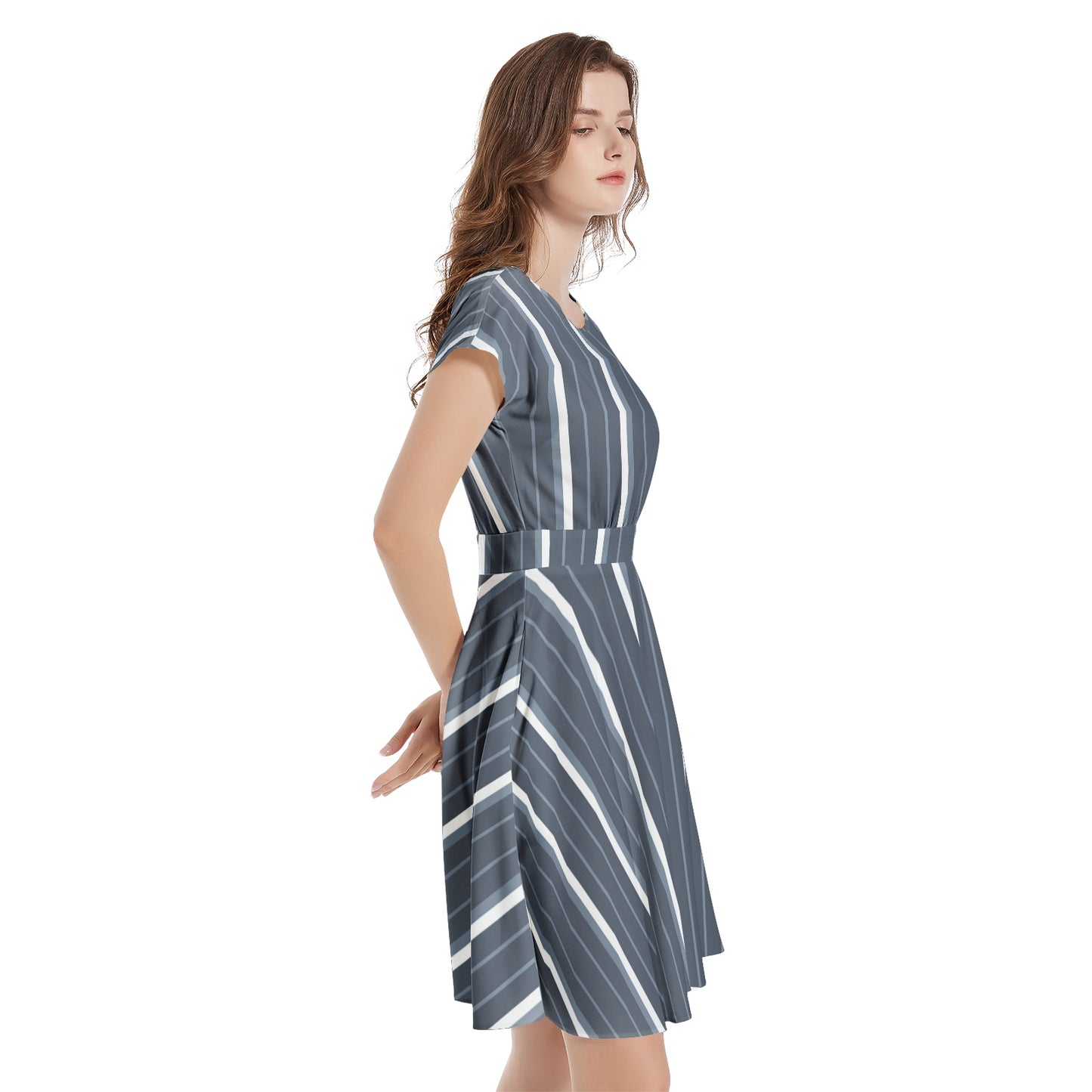 Short Sleeve  Casual A-Line Midi Dress