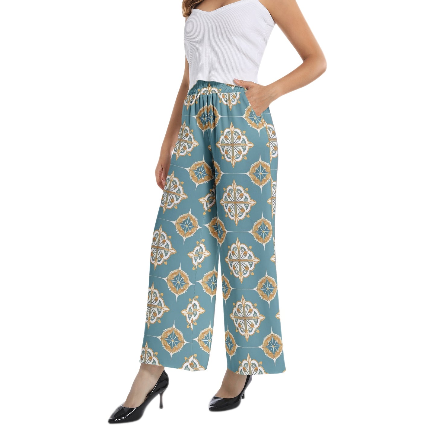 Elastic Waist Wide Leg Pant