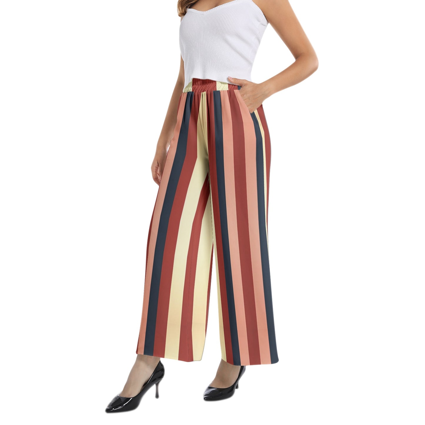 Elastic Waist Wide Leg Pant