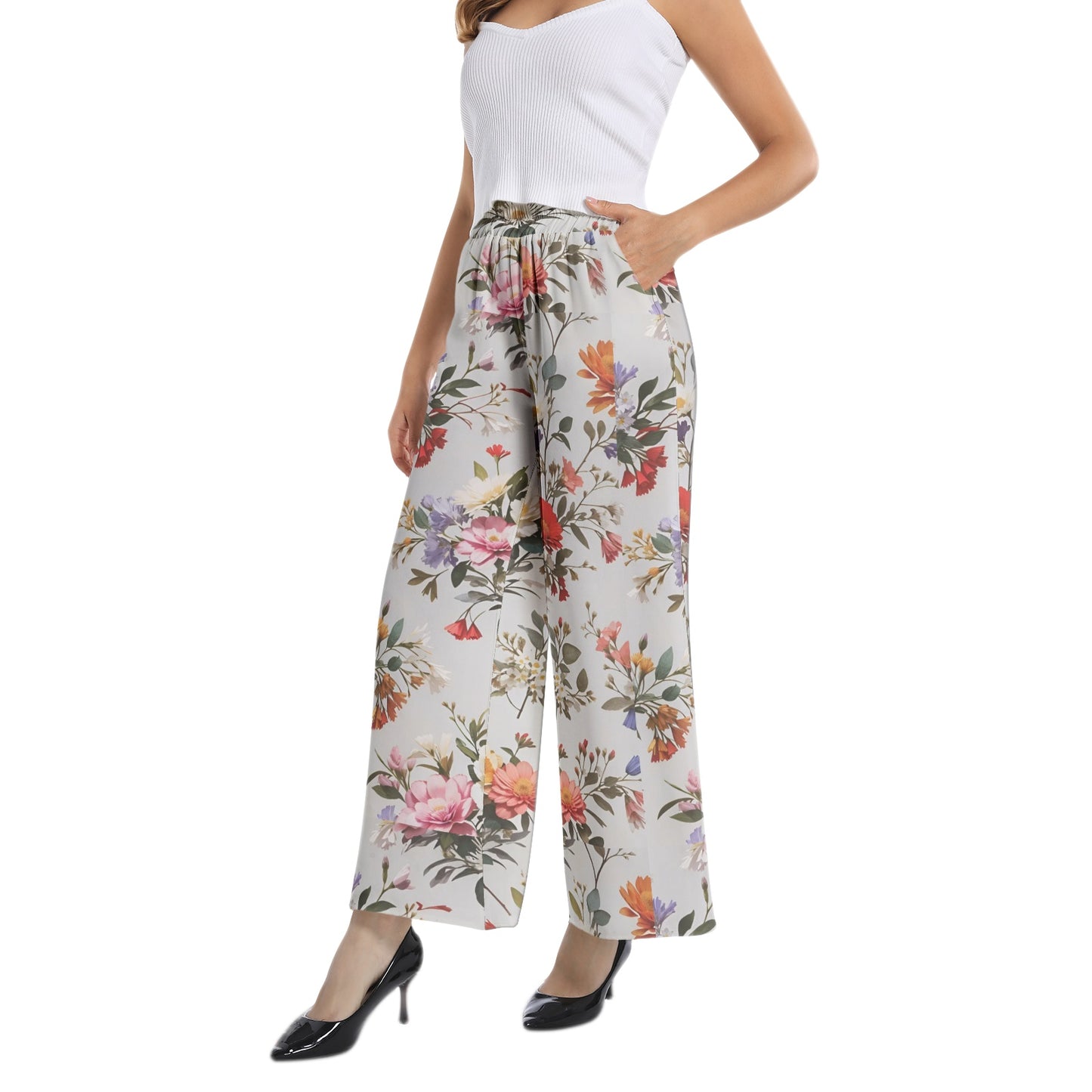 Elastic Waist Wide Leg Pant