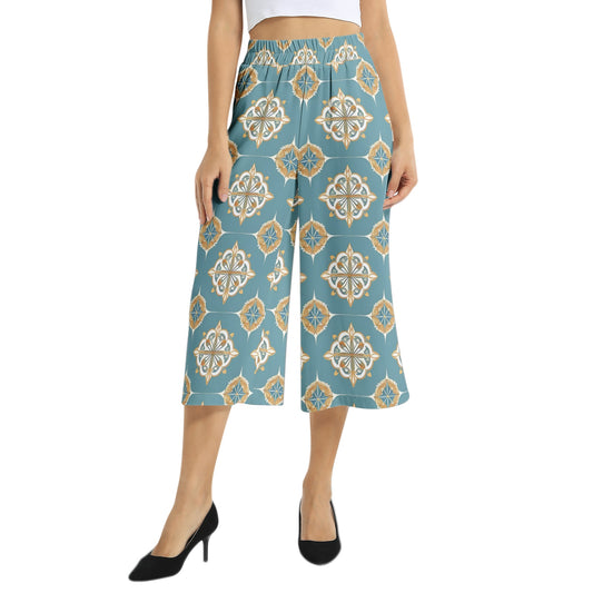 Elastic Waist Capris Wide Leg Pant