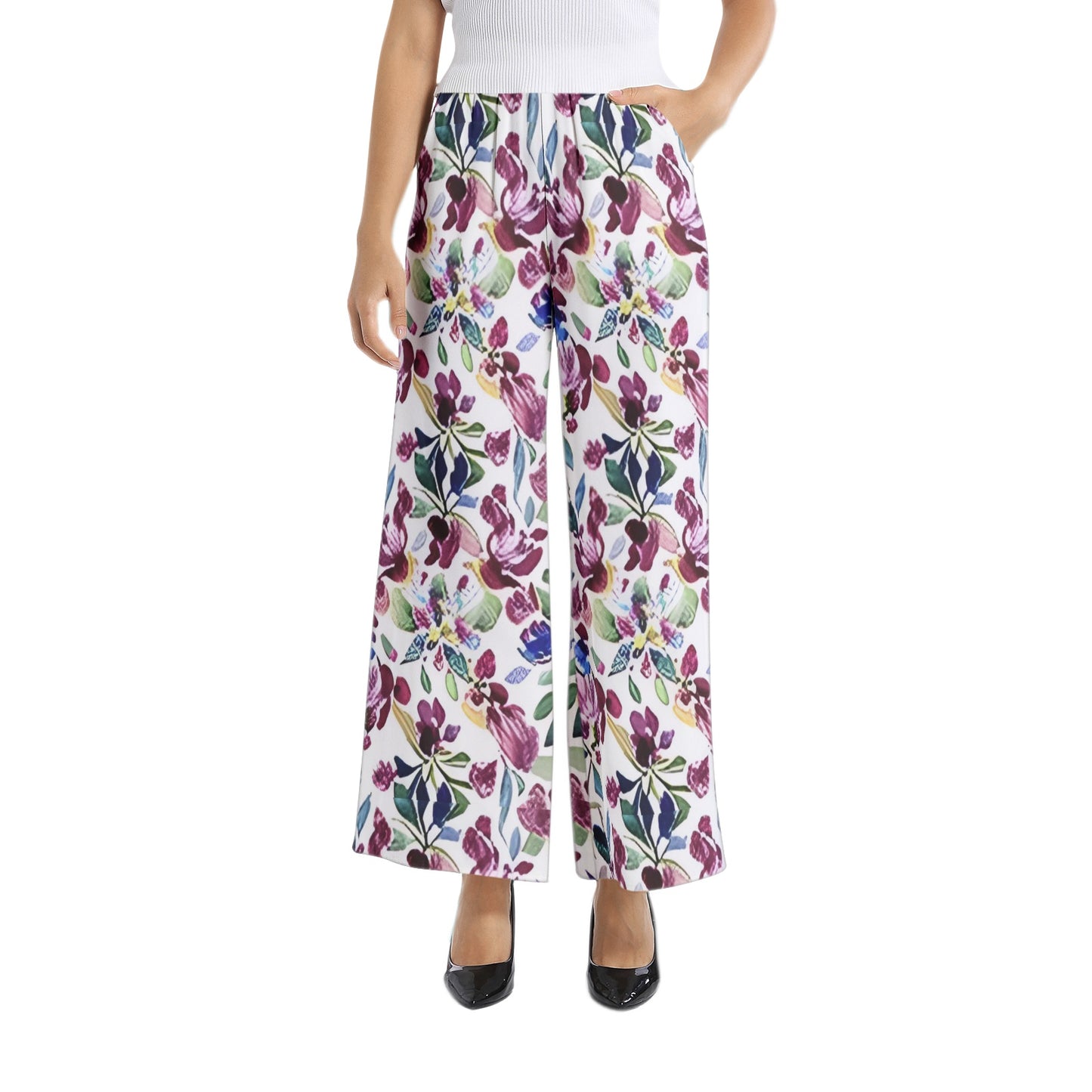 Elastic Waist Wide Leg Pant