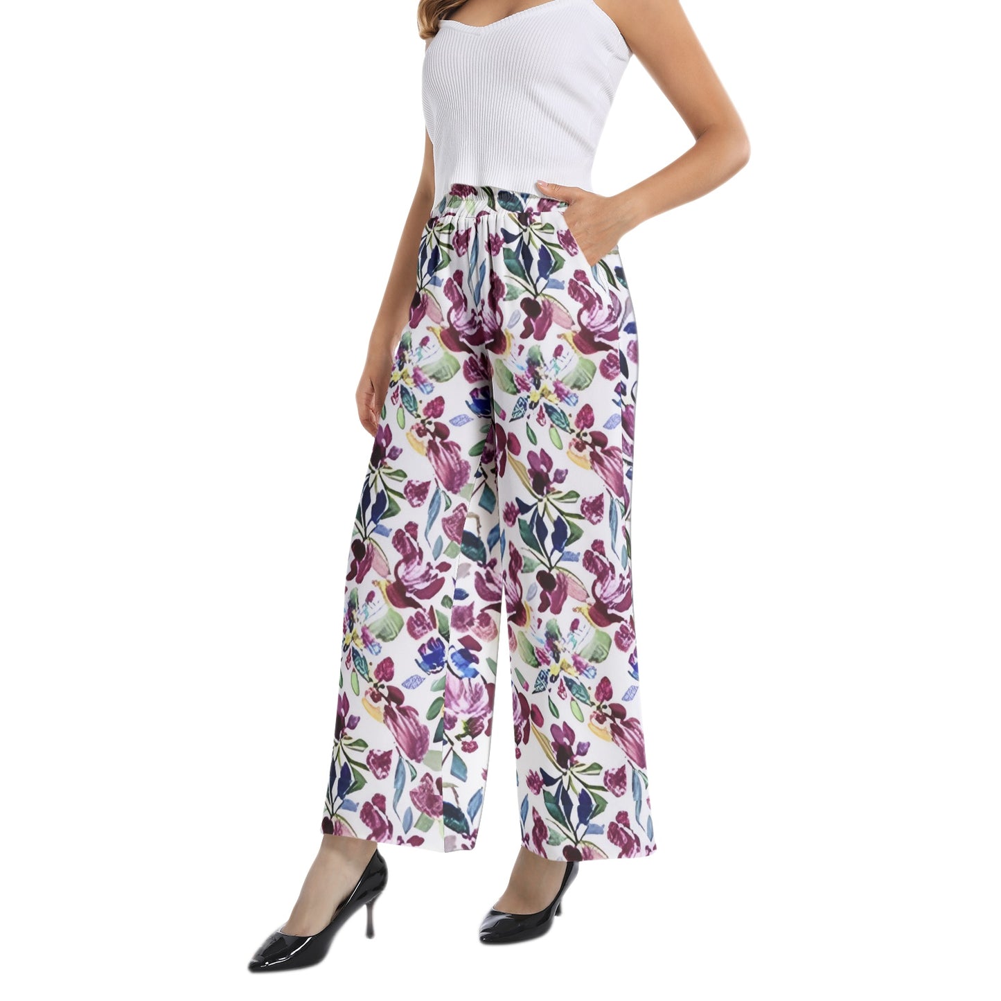 Elastic Waist Wide Leg Pant