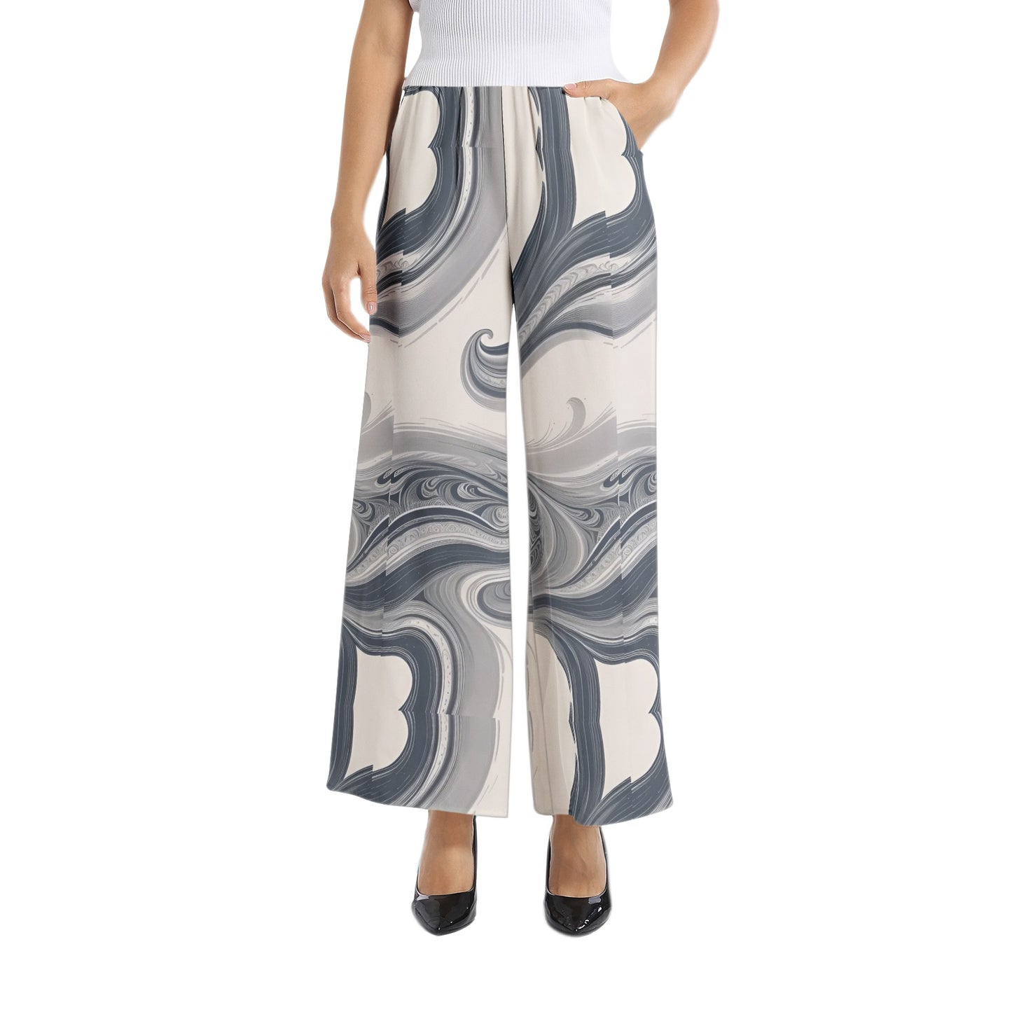 Elastic Waist Wide Leg Pant