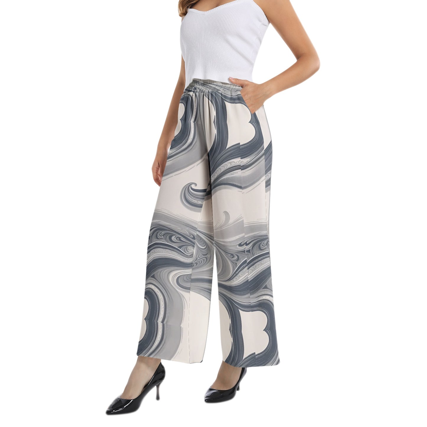 Elastic Waist Wide Leg Pant