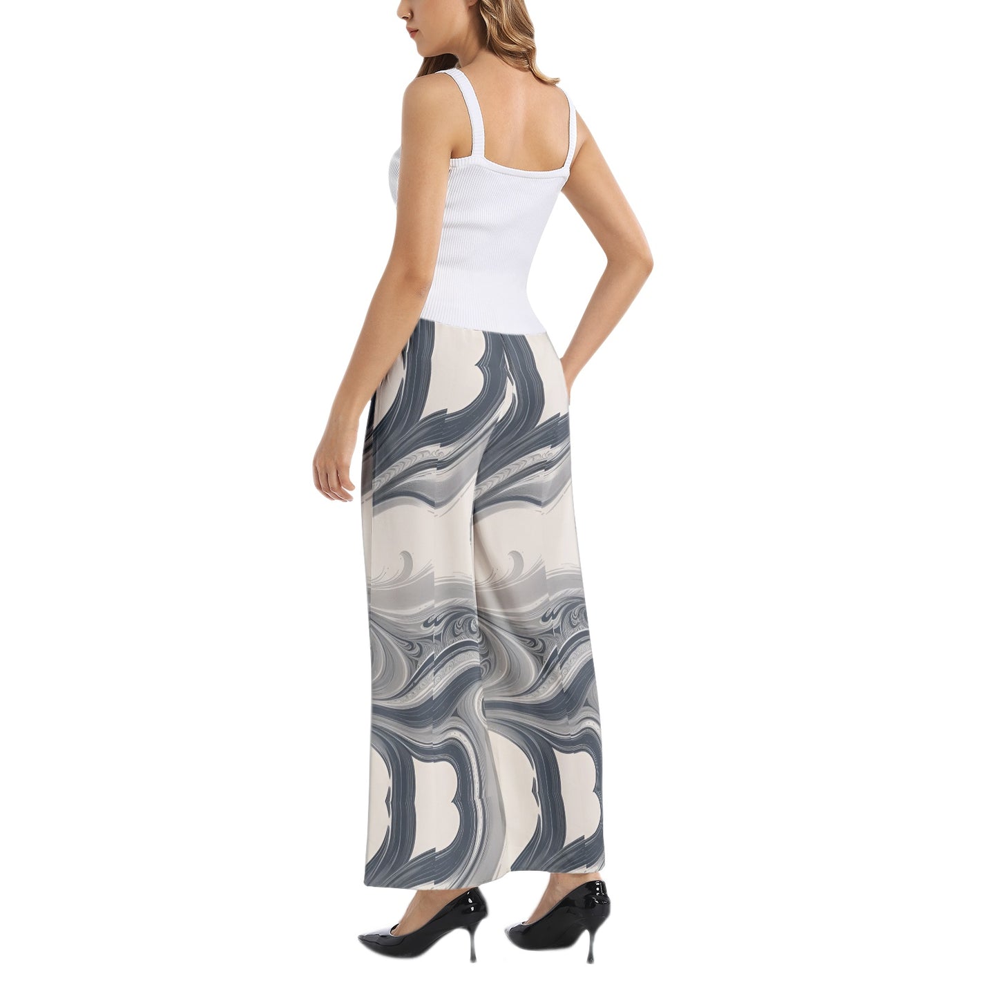 Elastic Waist Wide Leg Pant