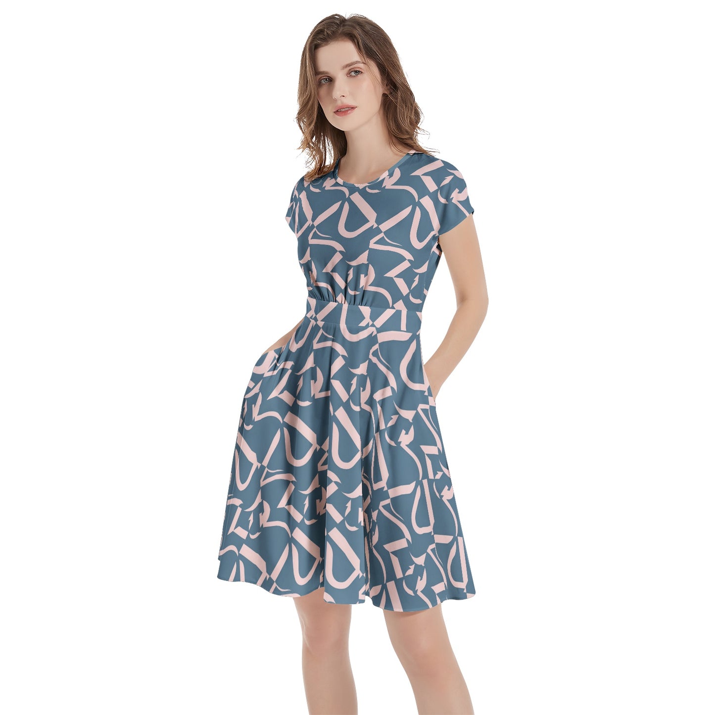 Short Sleeve  Casual A-Line Midi Dress