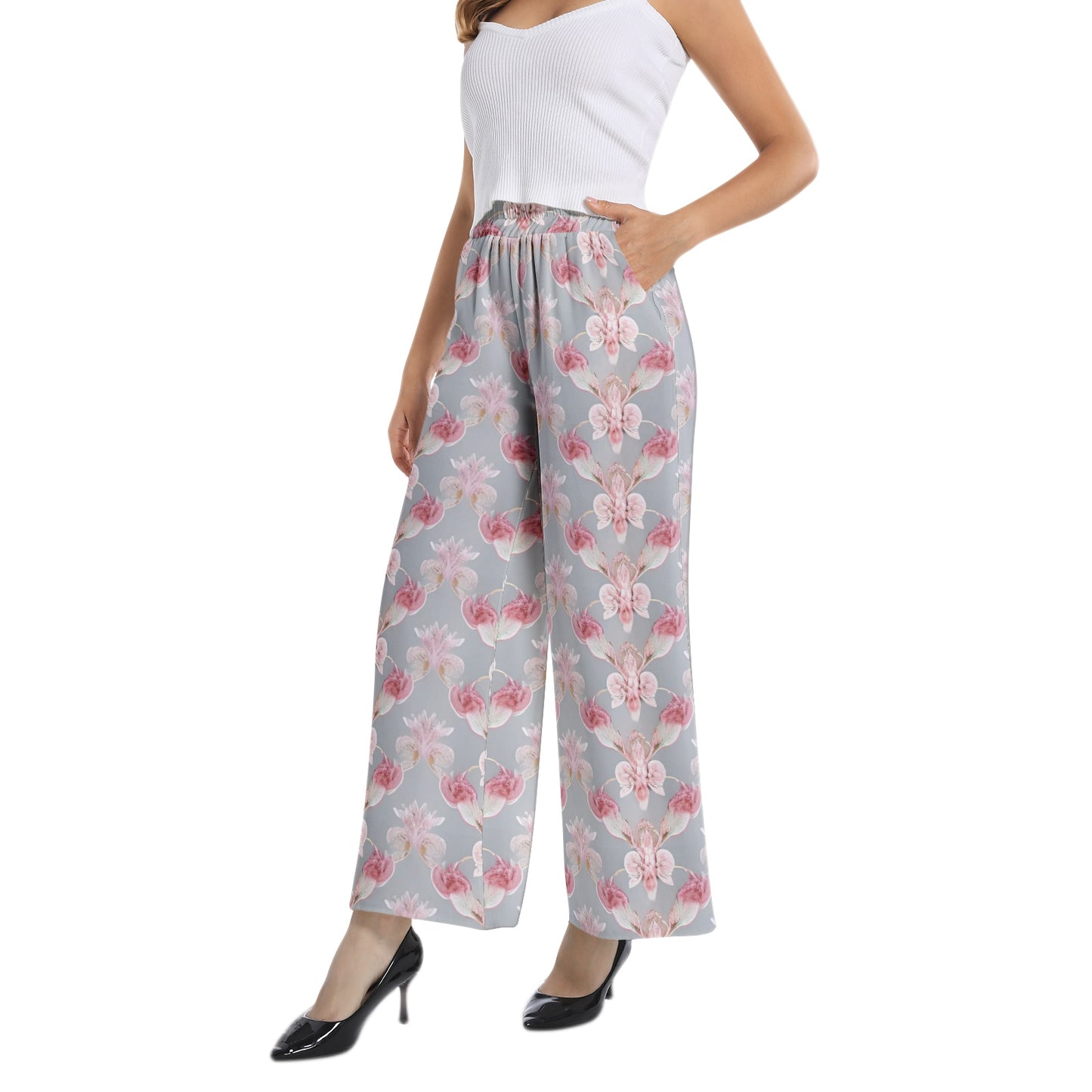 Elastic Waist Wide Leg Pant