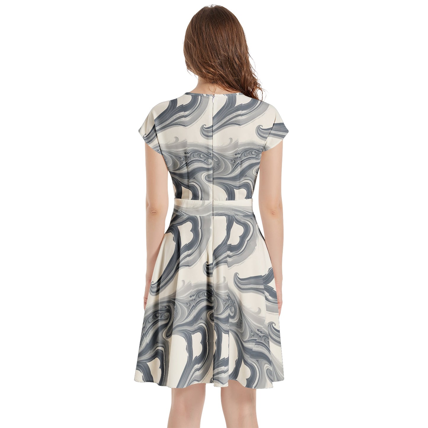 Short Sleeve  Casual A-Line Midi Dress