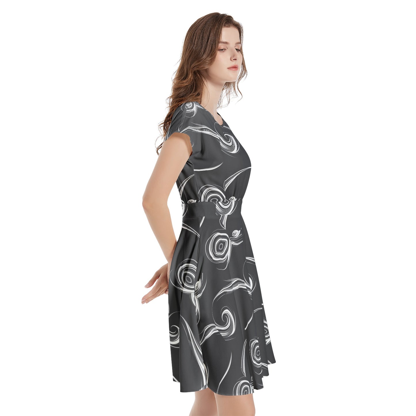 Short Sleeve  Casual A-Line Midi Dress