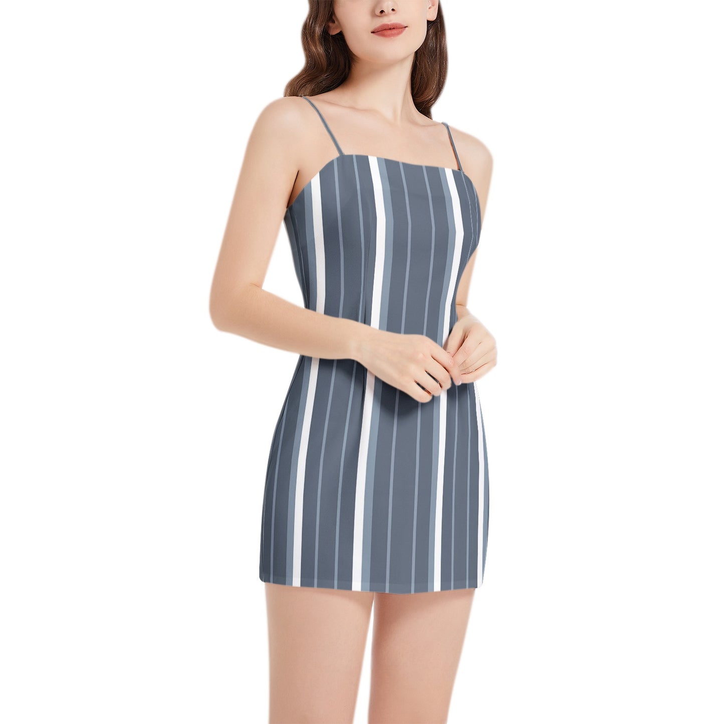 Sleeveless Square Neckline Spaghetti Strap Mini Dress