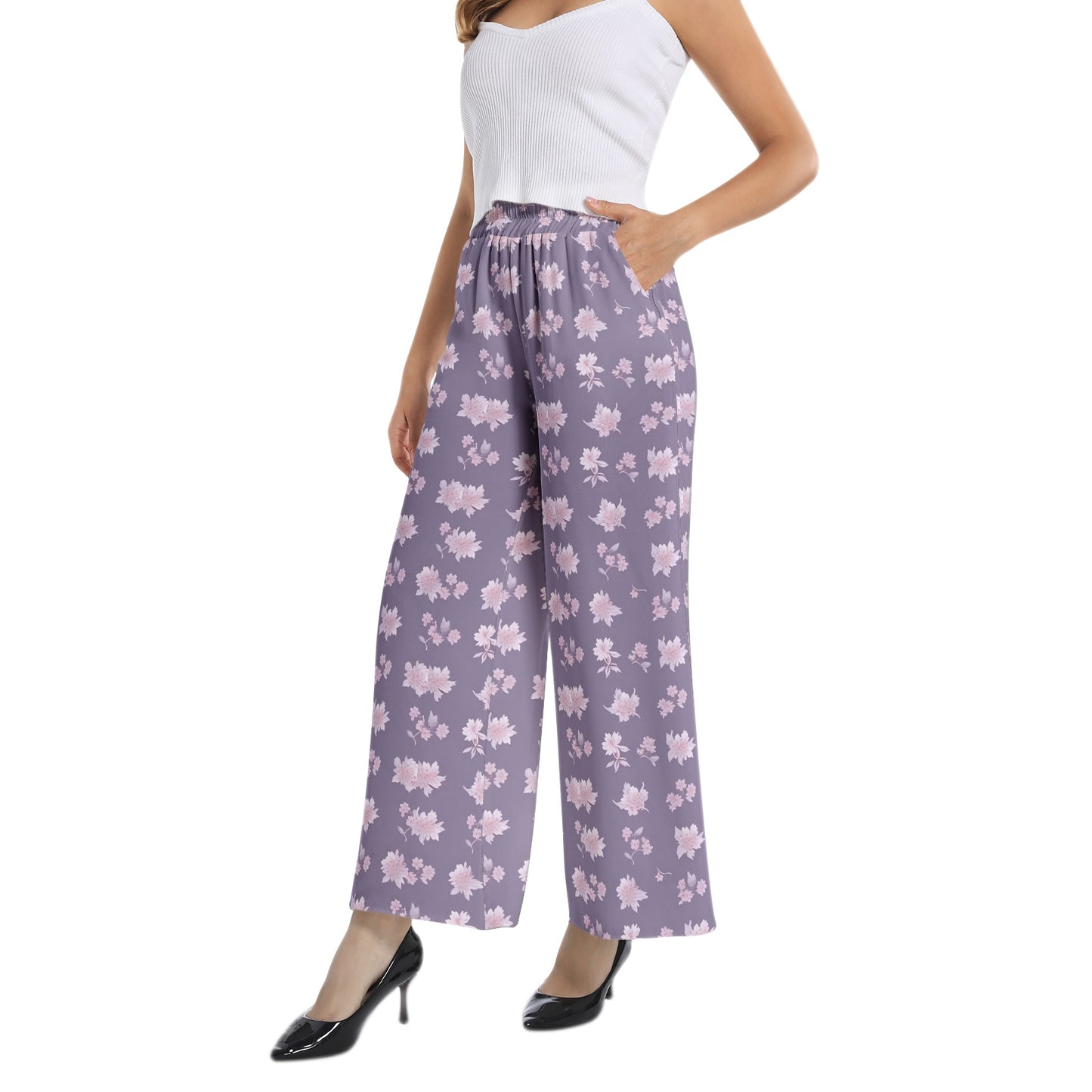 Elastic Waist Wide Leg Pant