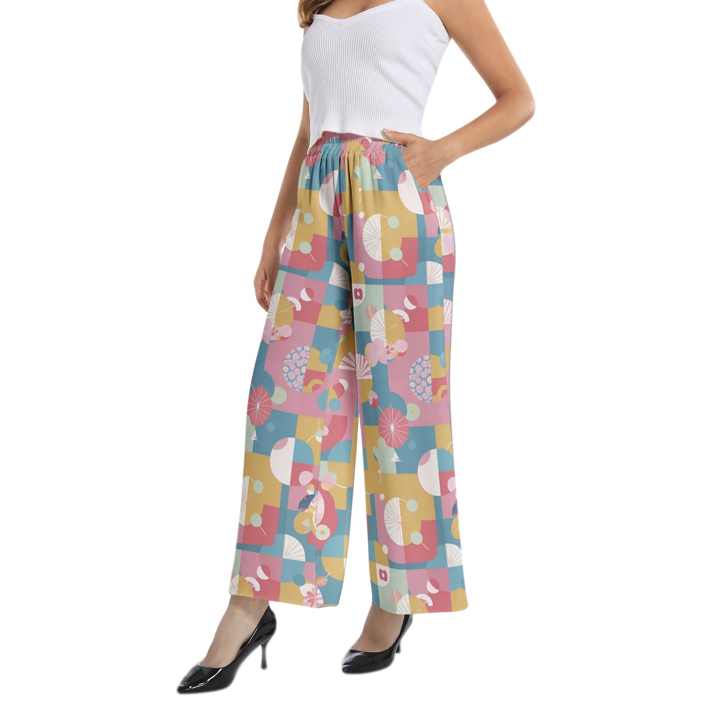 Elastic Waist Wide Leg Pant