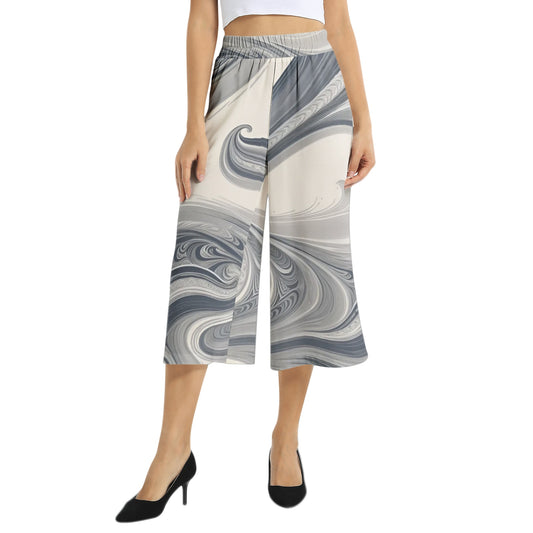 Elastic Waist Capris Wide Leg Pant