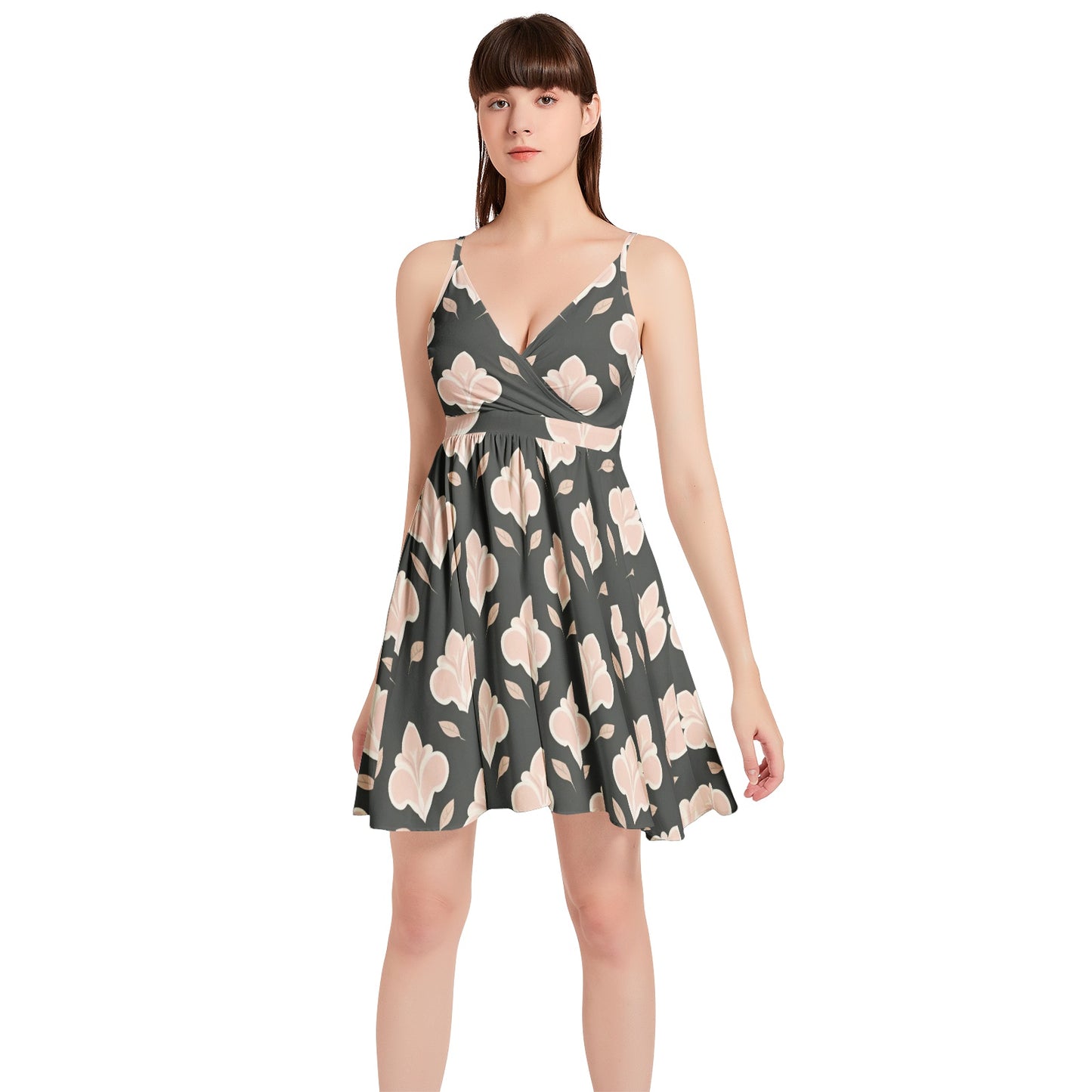 Spaghetti Strap Sleeveless Falred Hem Short Dress