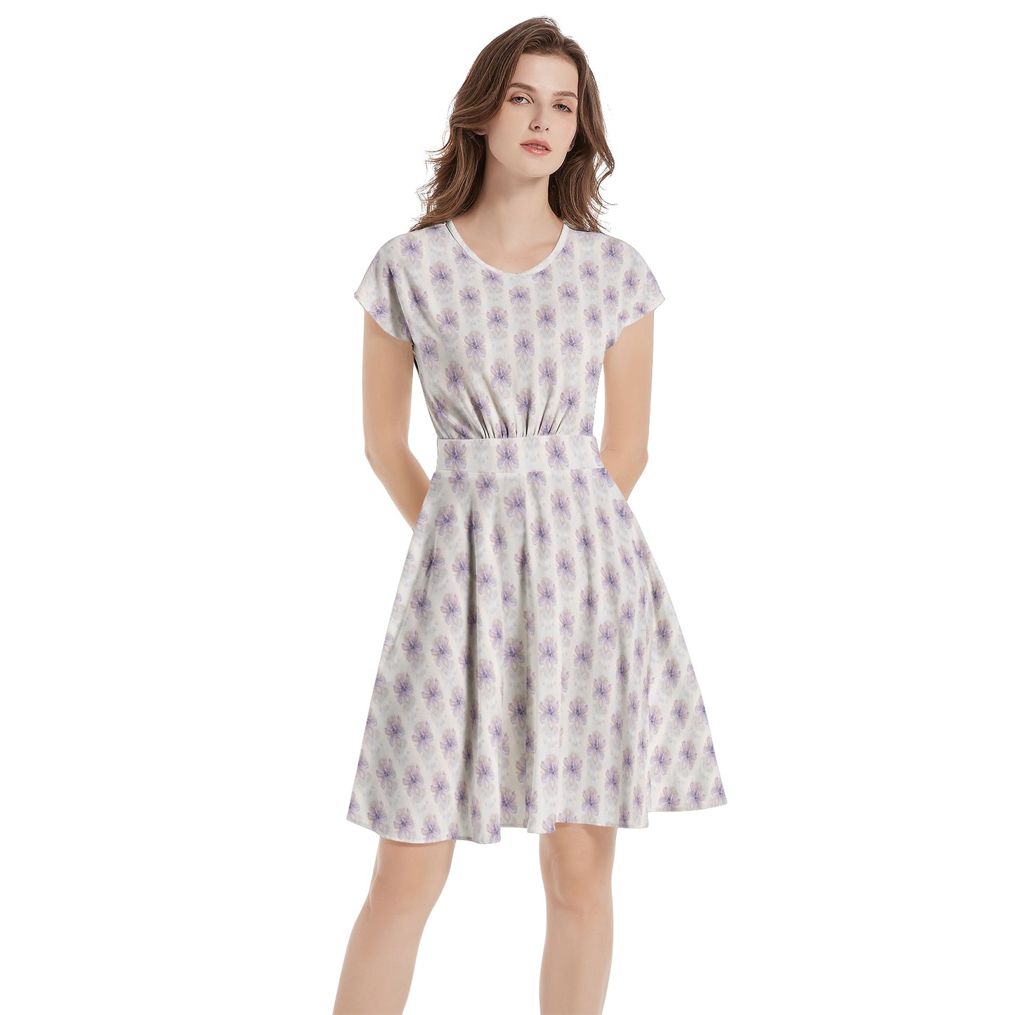 Short Sleeve  Casual A-Line Midi Dress