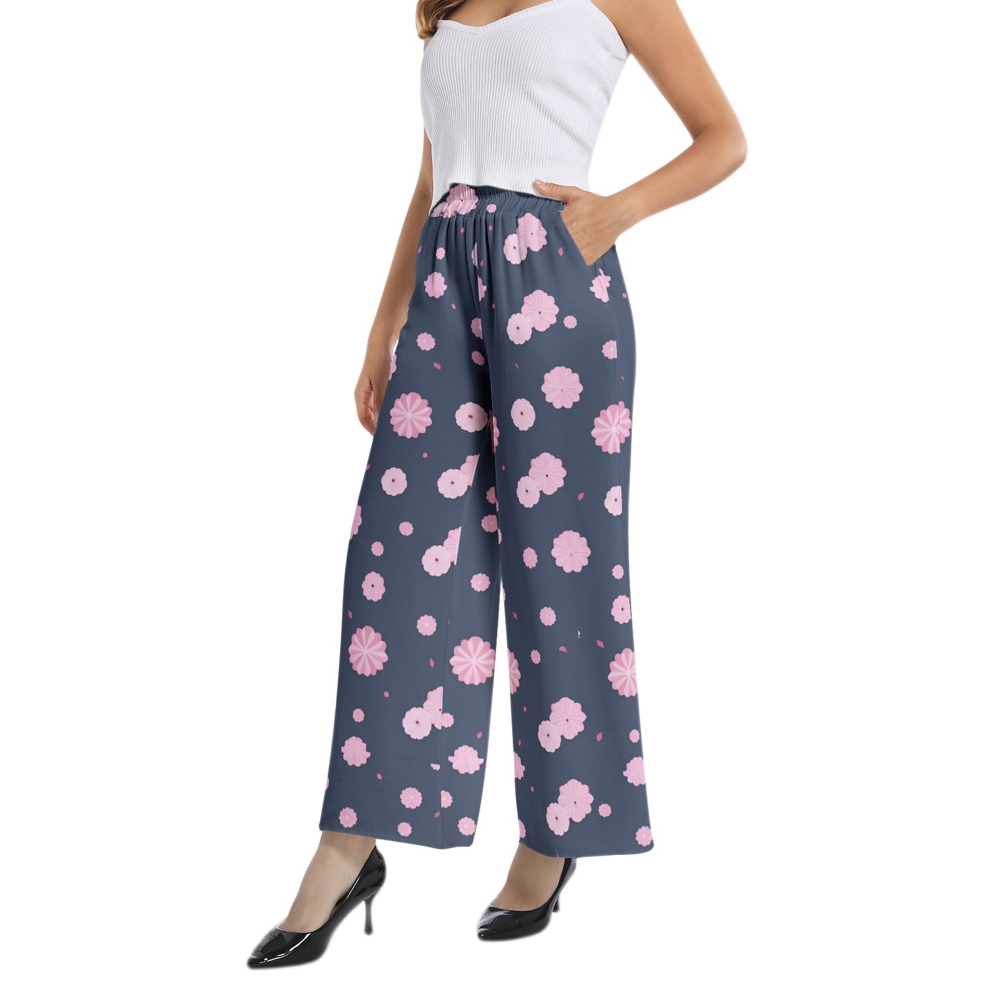 Elastic Waist Wide Leg Pant