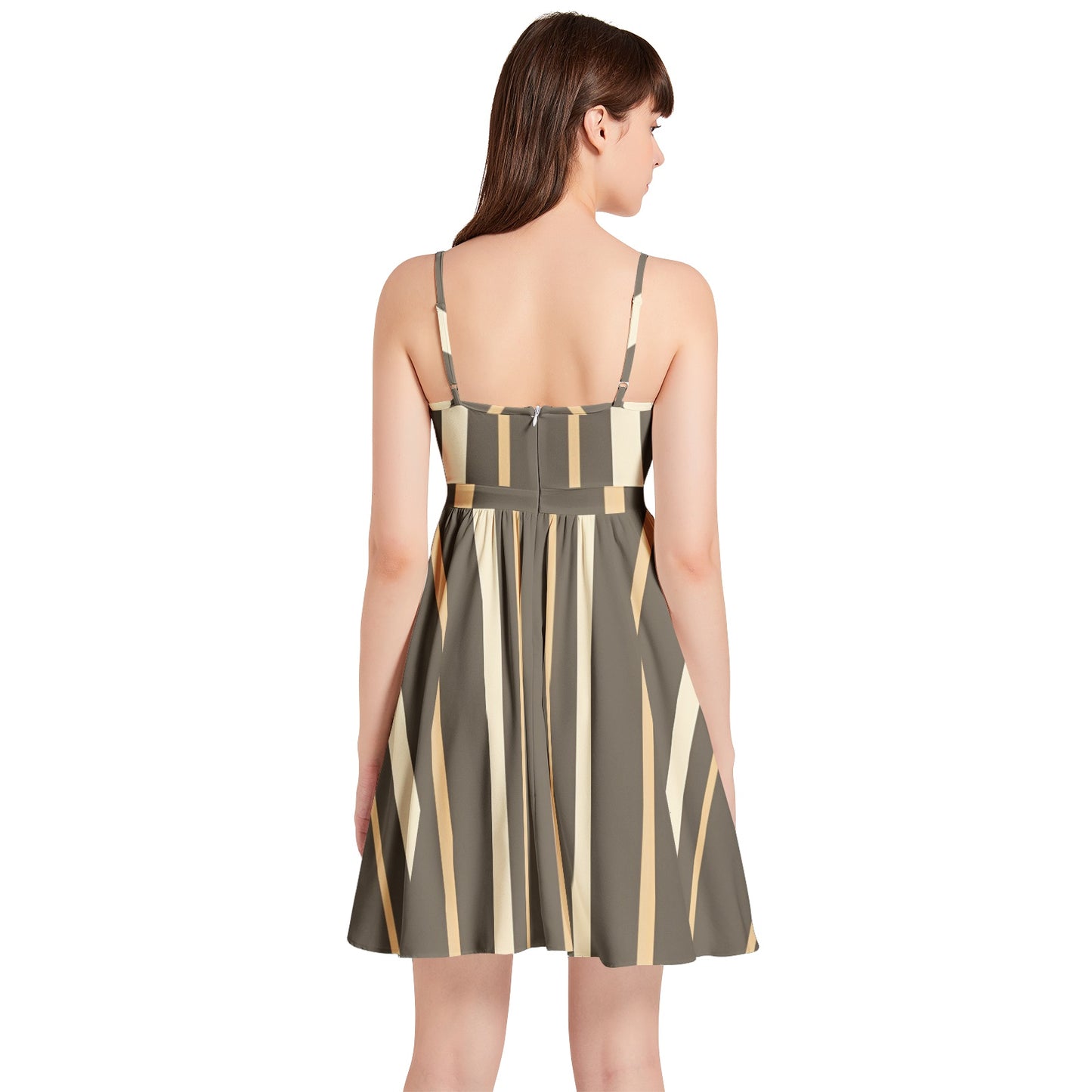 Spaghetti Strap Sleeveless Falred Hem Short Dress