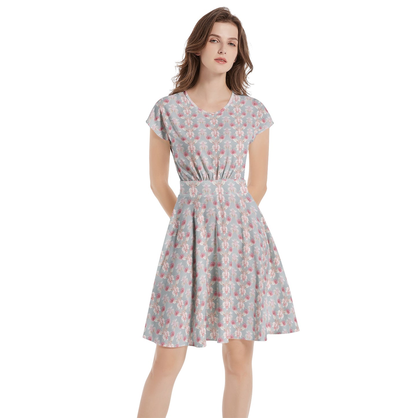 Short Sleeve  Casual A-Line Midi Dress