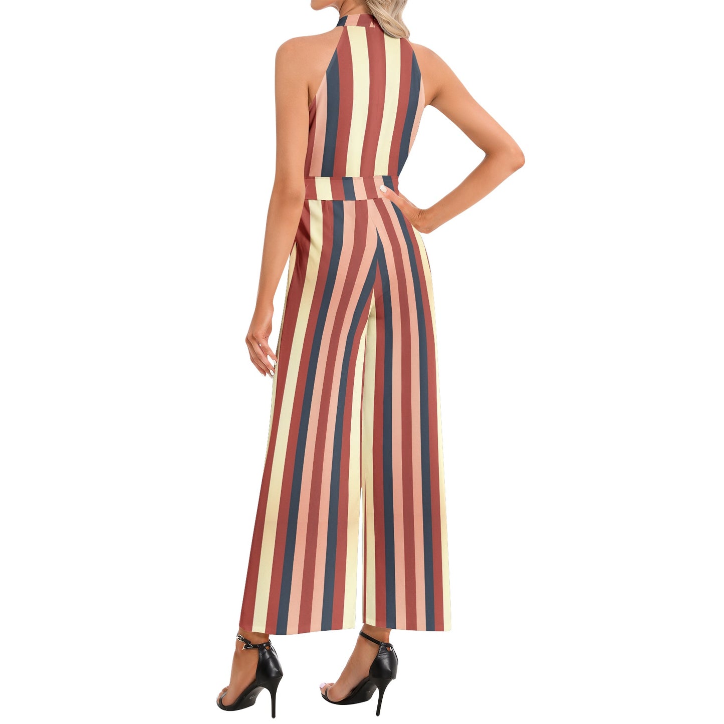 Halter Neck Buckle Belted Jumpsuit