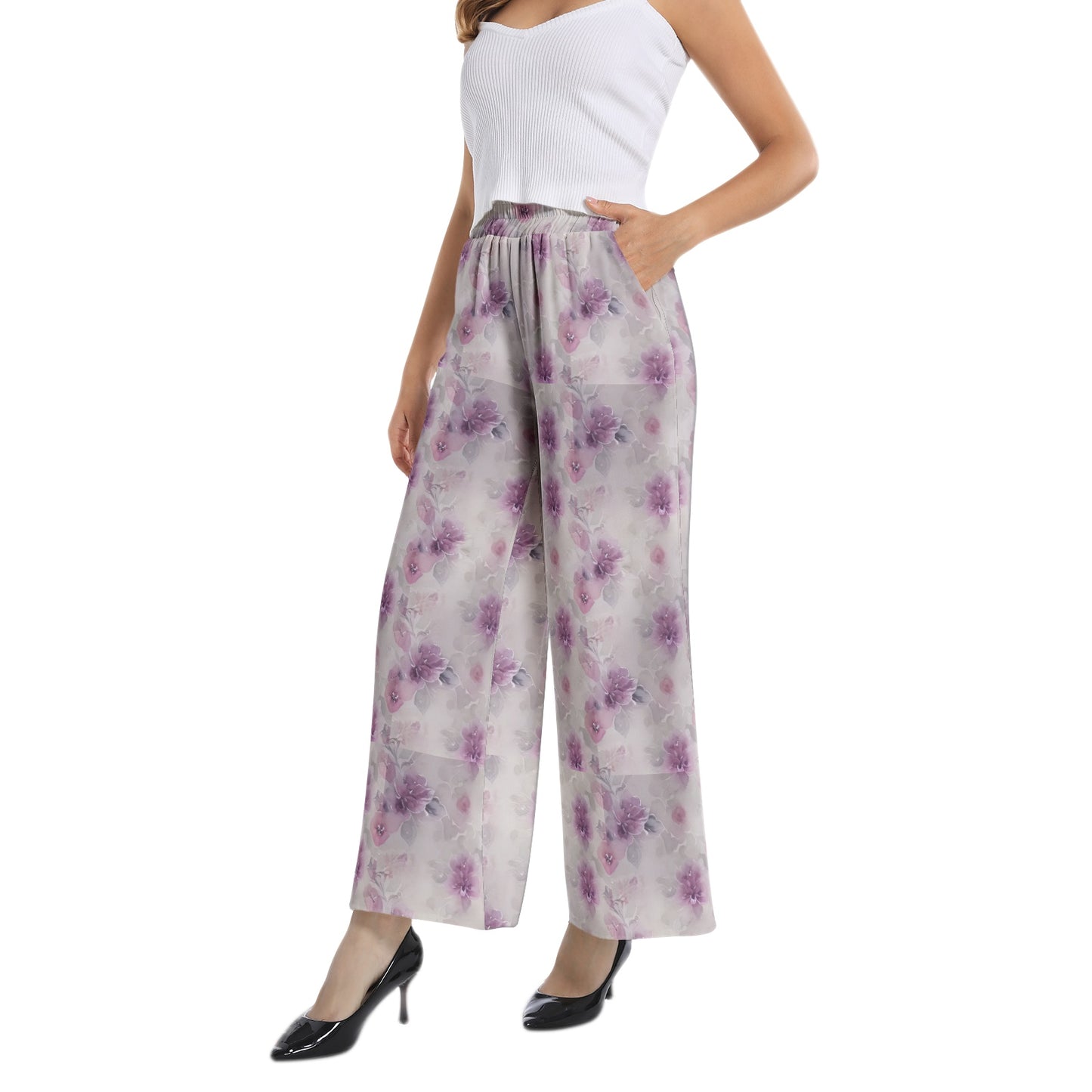 Elastic Waist Wide Leg Pant