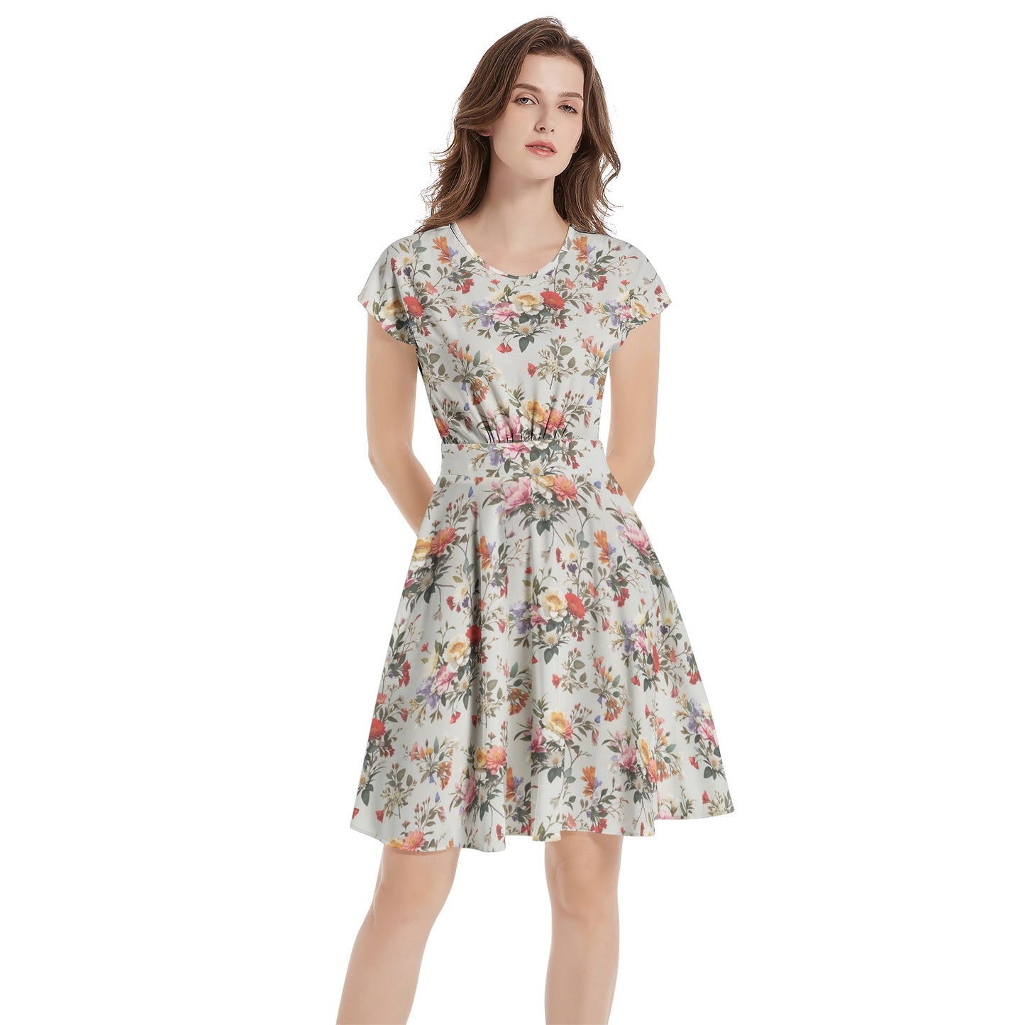 Short Sleeve  Casual A-Line Midi Dress