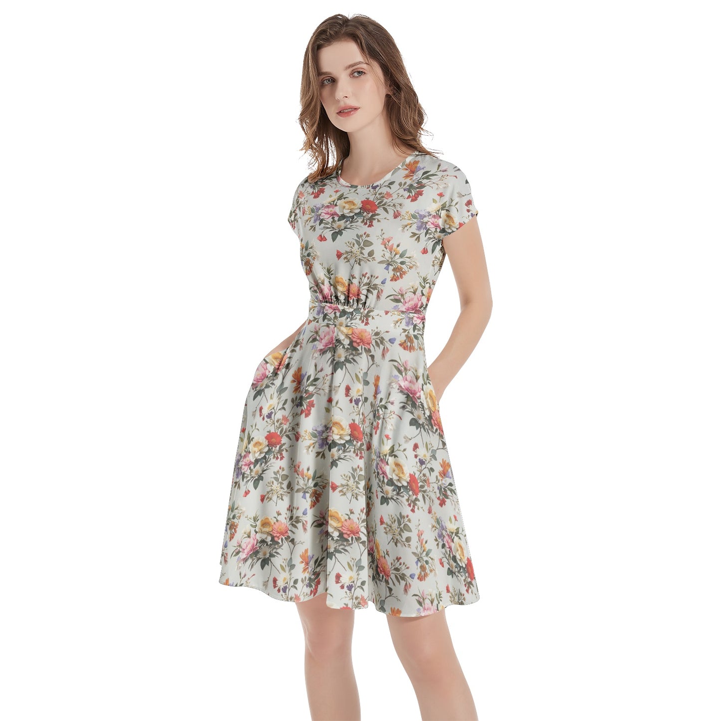 Short Sleeve  Casual A-Line Midi Dress