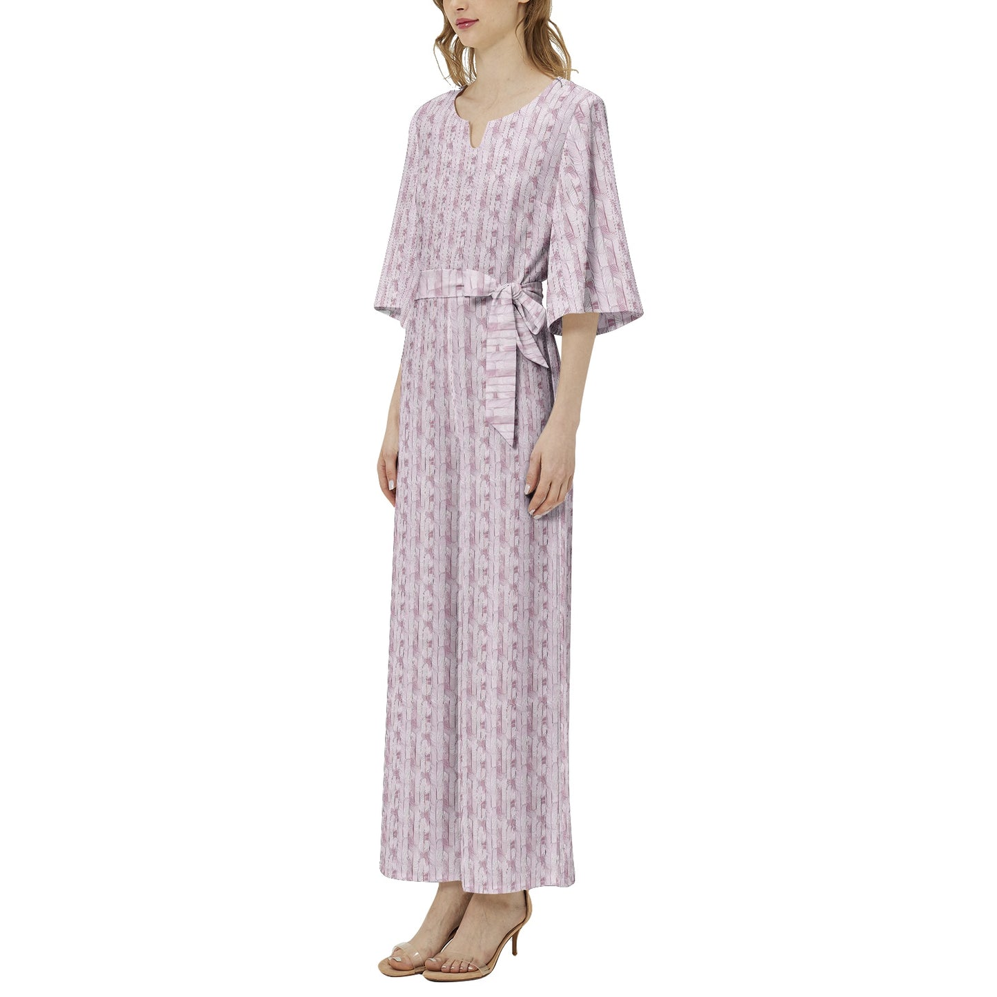 Dolman Sleeve Belted Wide Leg Jumpsuit