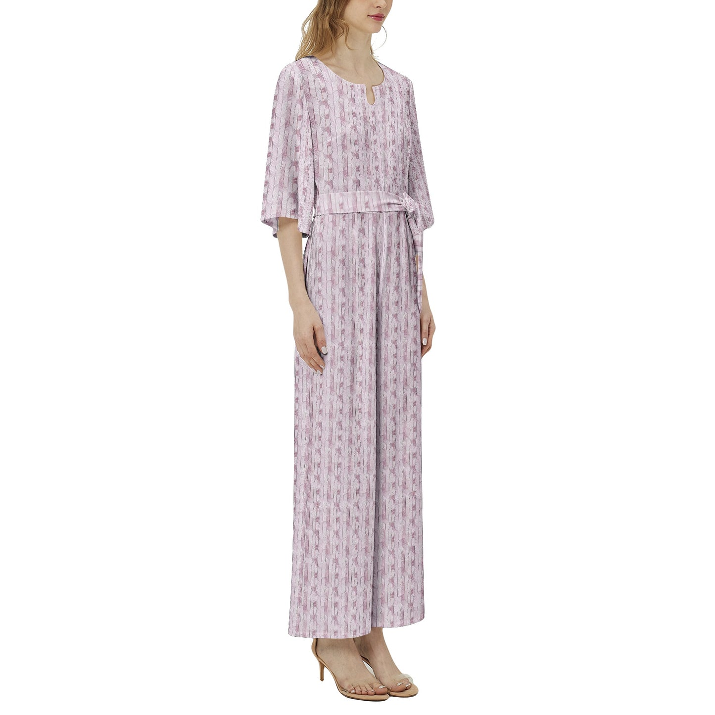 Dolman Sleeve Belted Wide Leg Jumpsuit