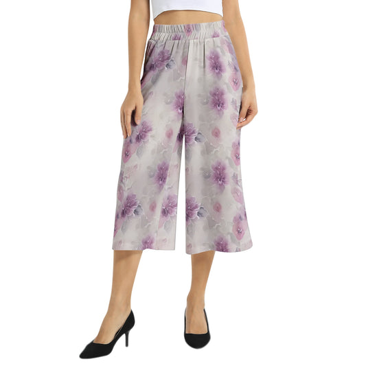 Elastic Waist Capris Wide Leg Pant