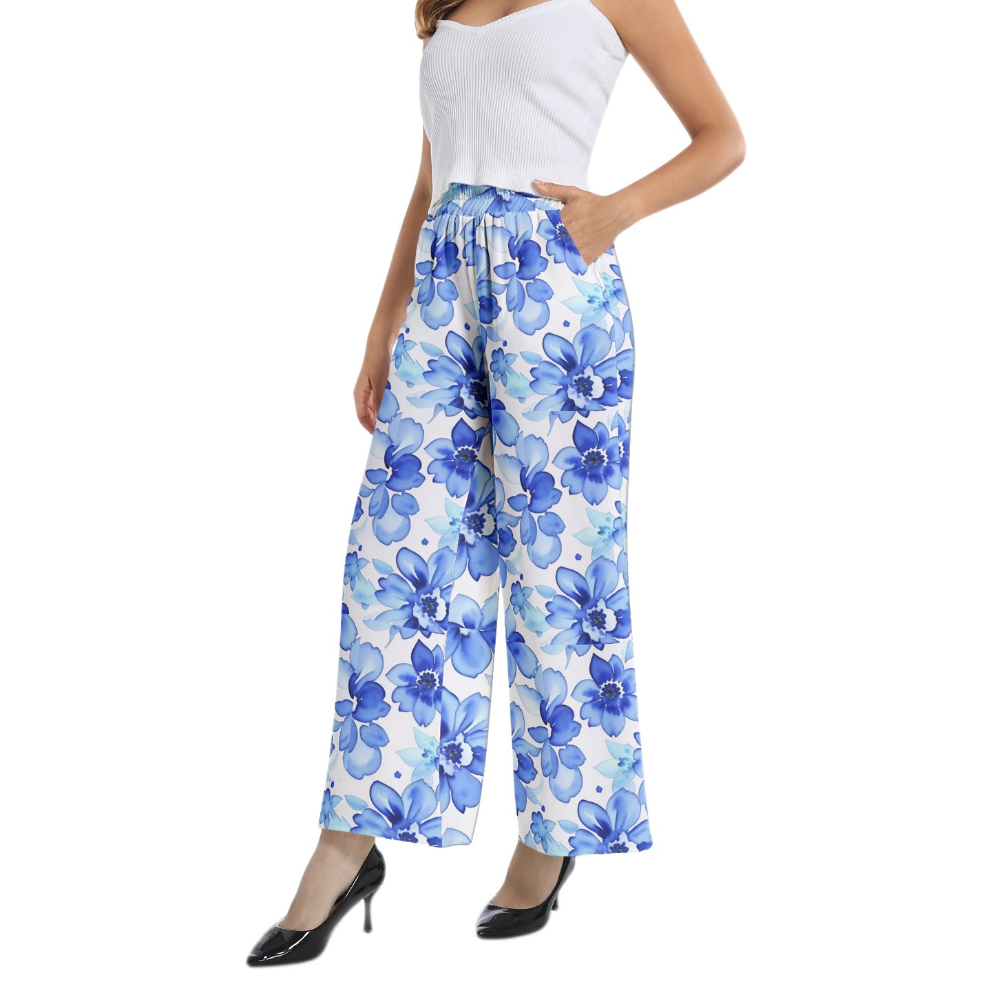 Elastic Waist Wide Leg Pant