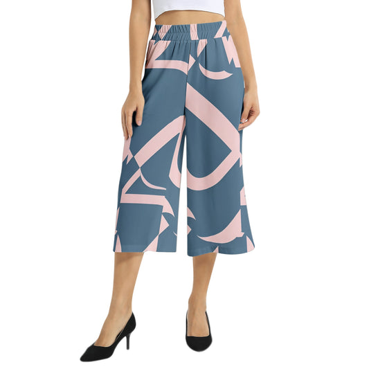 Elastic Waist Capris Wide Leg Pant