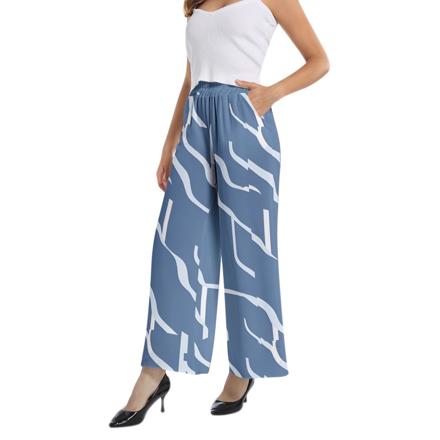 Elastic Waist Wide Leg Pant