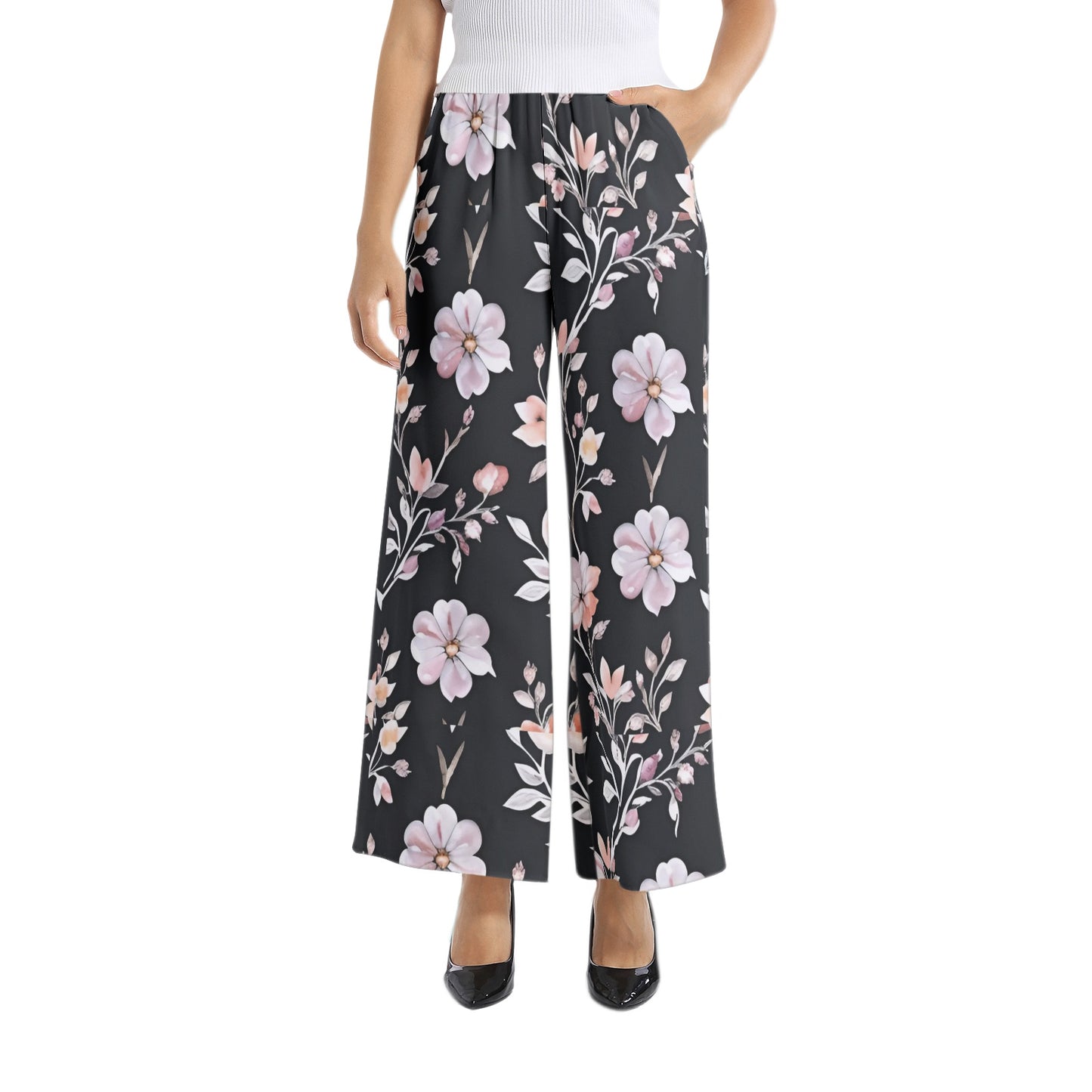 Elastic Waist Wide Leg Pant