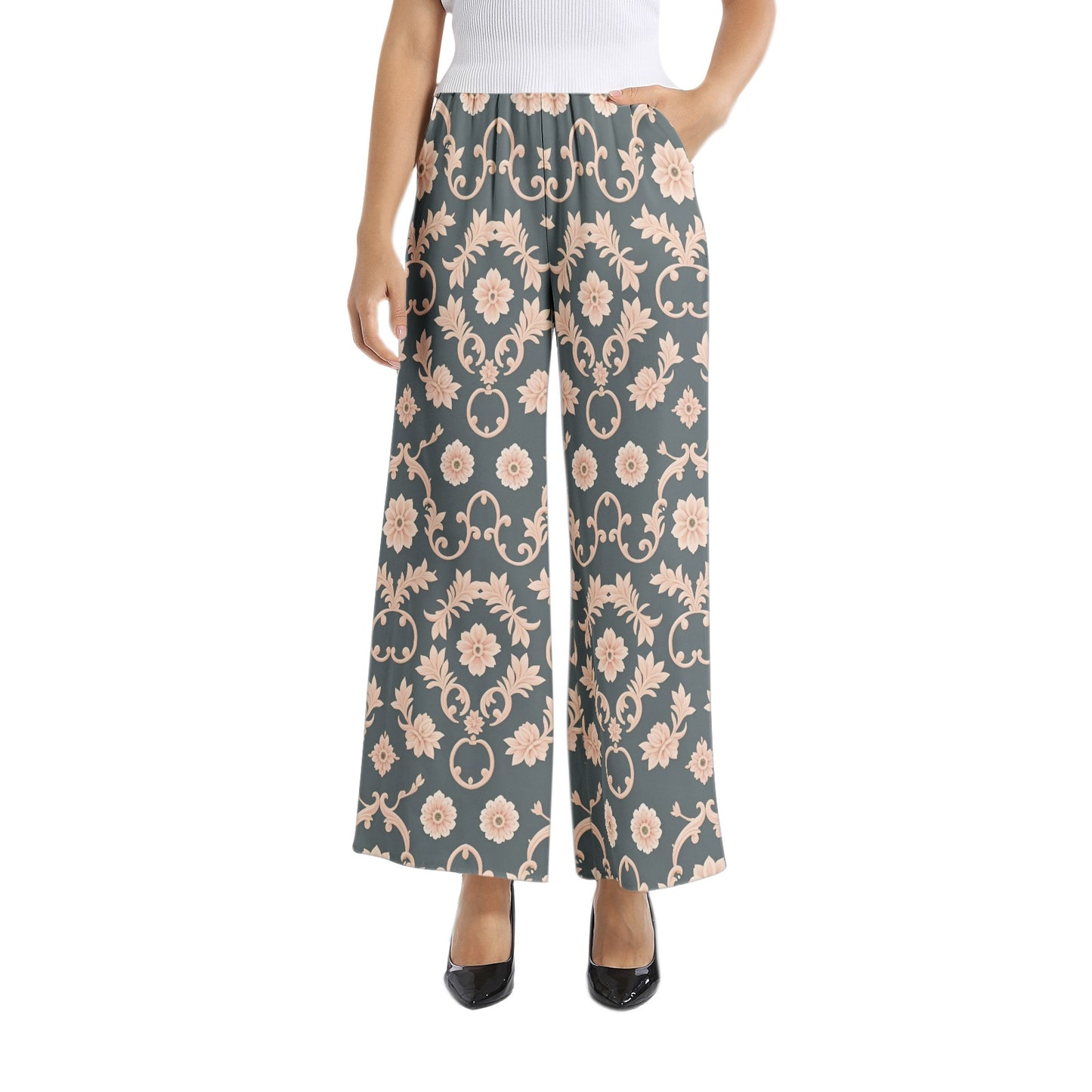 Elastic Waist Wide Leg Pant