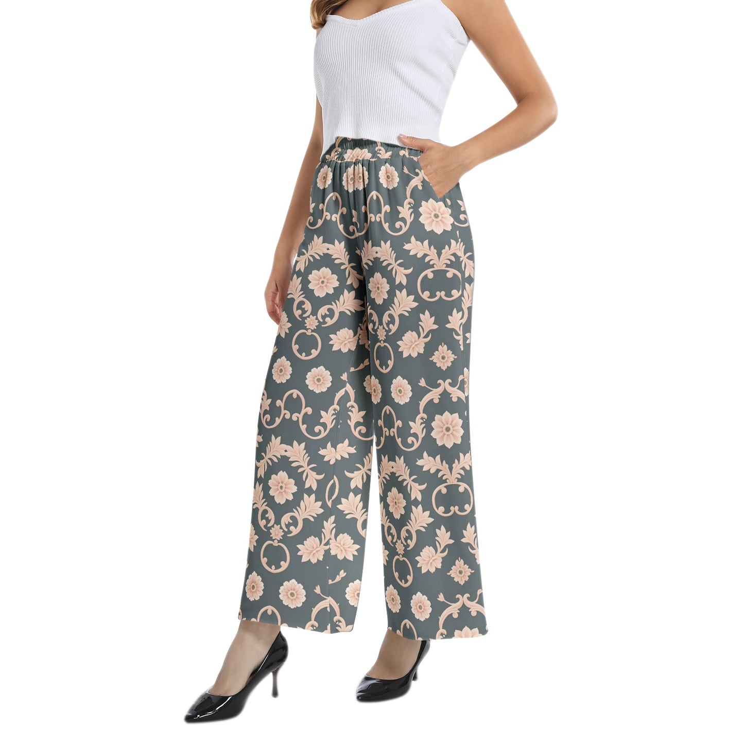 Elastic Waist Wide Leg Pant