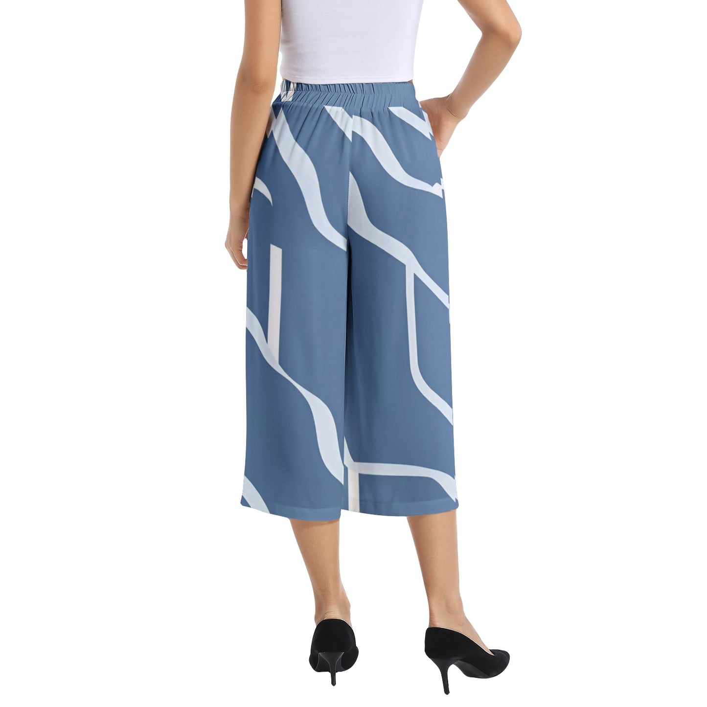 Elastic Waist Capris Wide Leg Pant