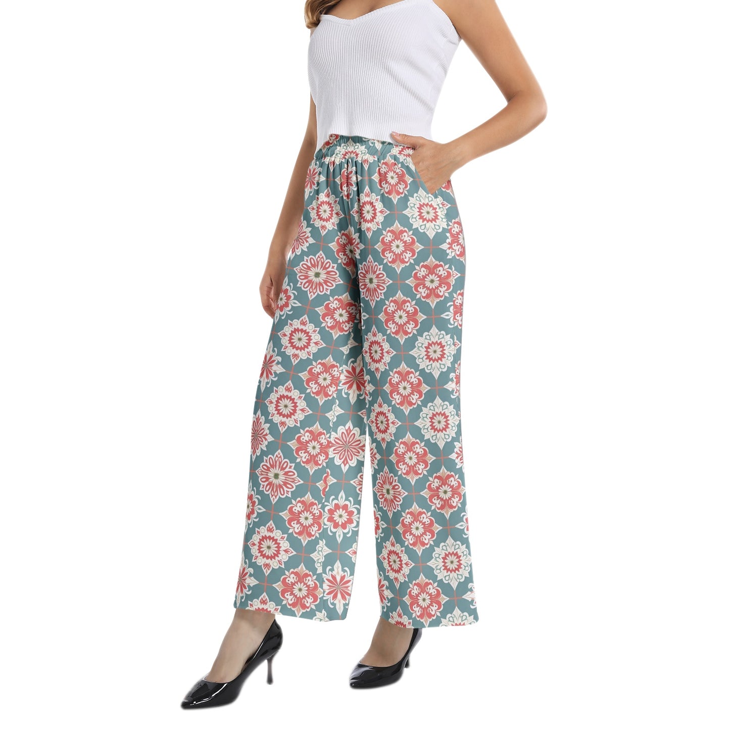 Elastic Waist Wide Leg Pant