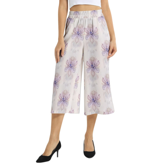 Elastic Waist Capris Wide Leg Pant