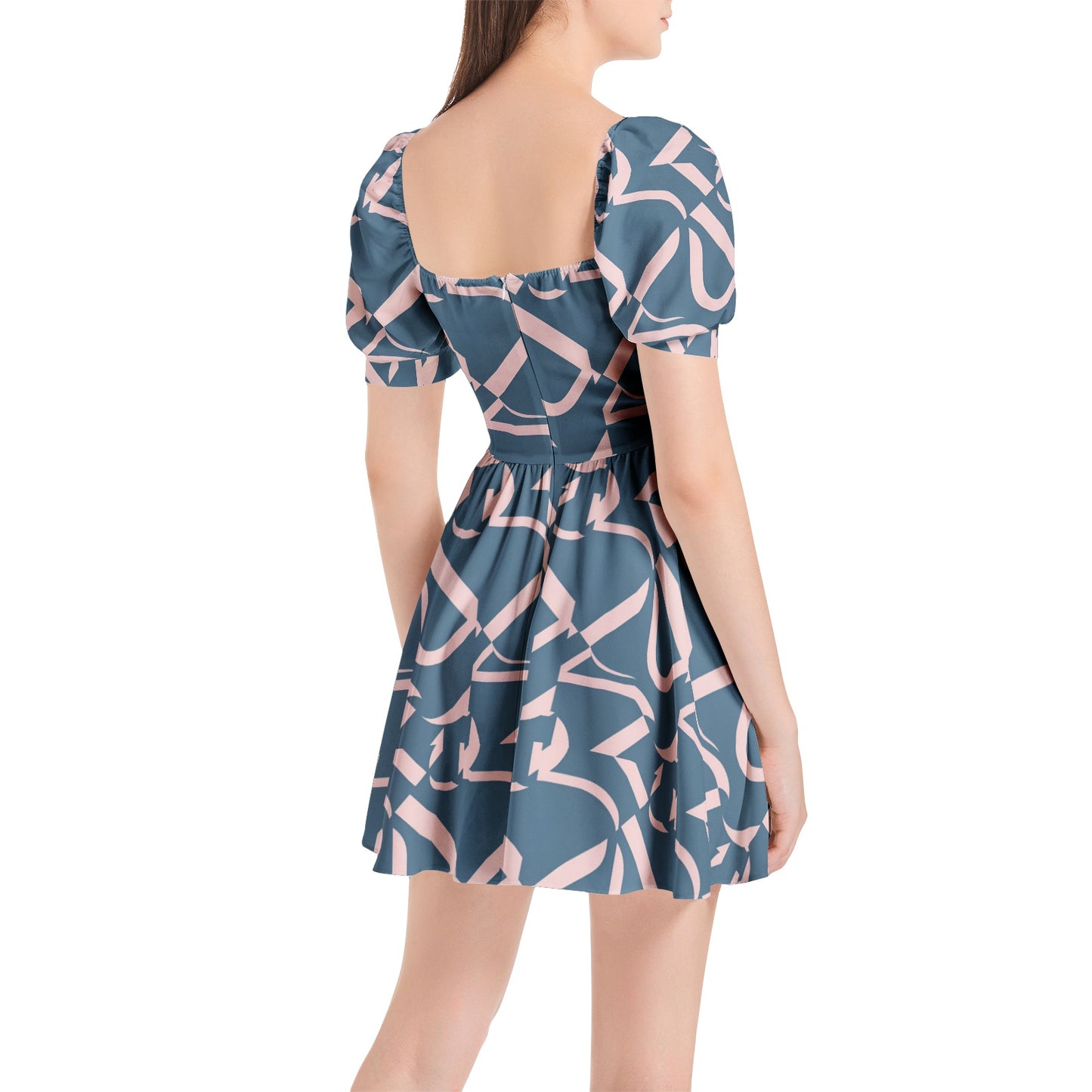 Puff Sleeve Sweetheart Neck Short Dress