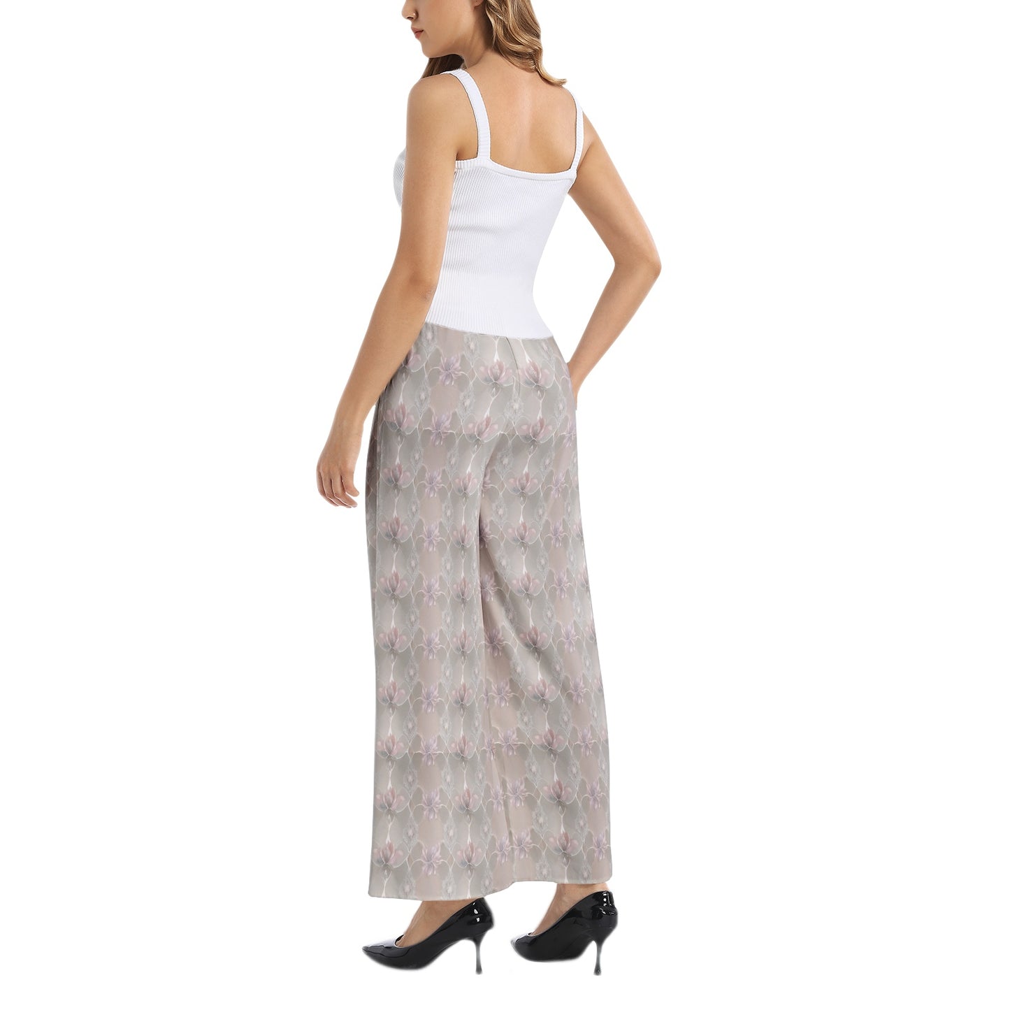 Elastic Waist Wide Leg Pant